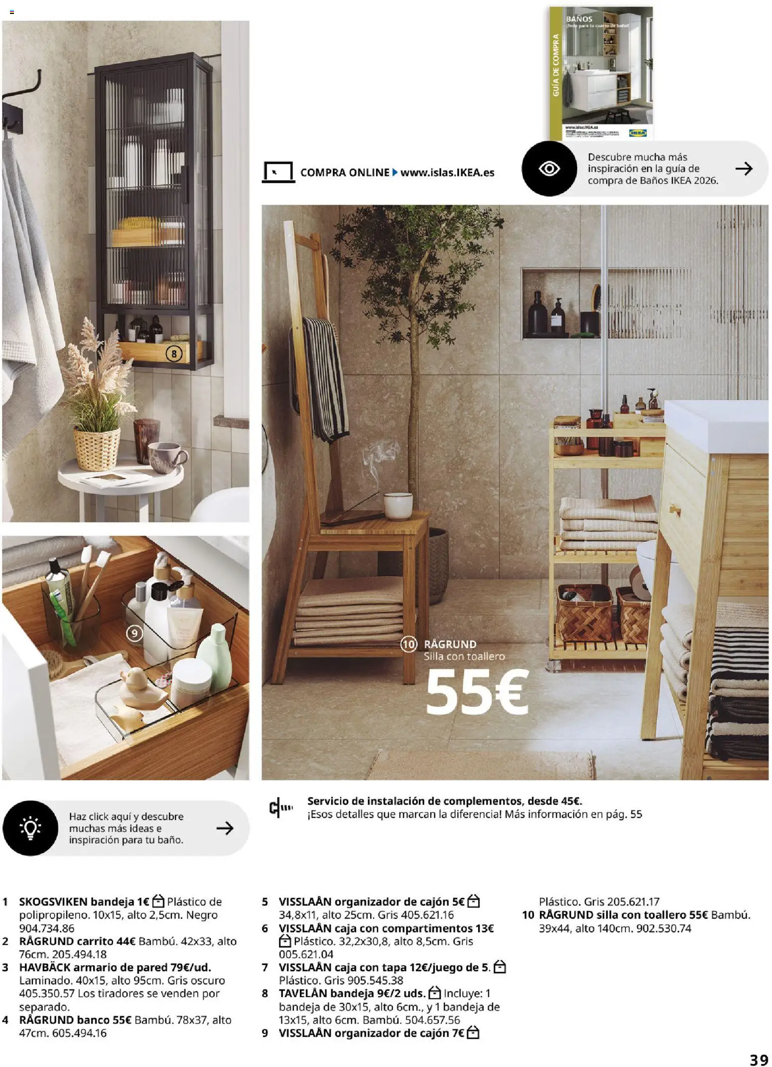Catálogo IKEA Organización en el hogar │ válido desde el 15.01.2026 | Página: 39 | Productos: Toallero, Silla, Armario, Baño
