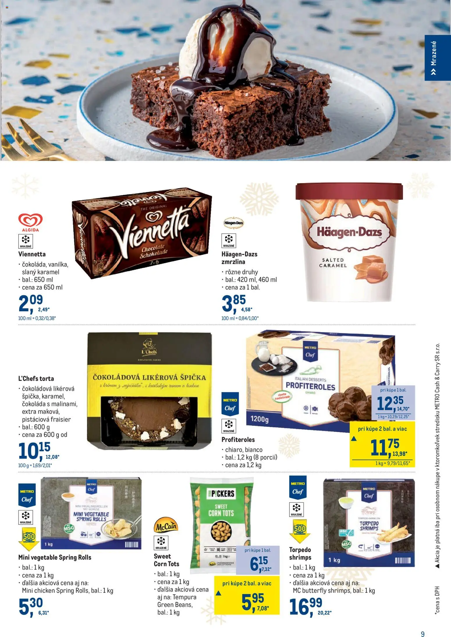 Nové Metro akcie – leták je platný od 19.11.2025 | Strana: 9 | Produkty: Zmrzlina, Torta, Čokoláda