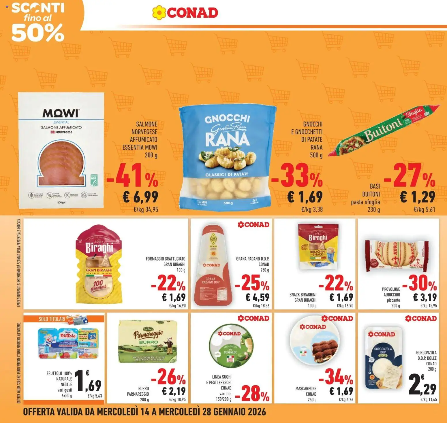 Volantino Conad del 14.01.2026 | Pagina: 4 | Prodotti: Provolone, Formaggio, Burro, Grana Padano