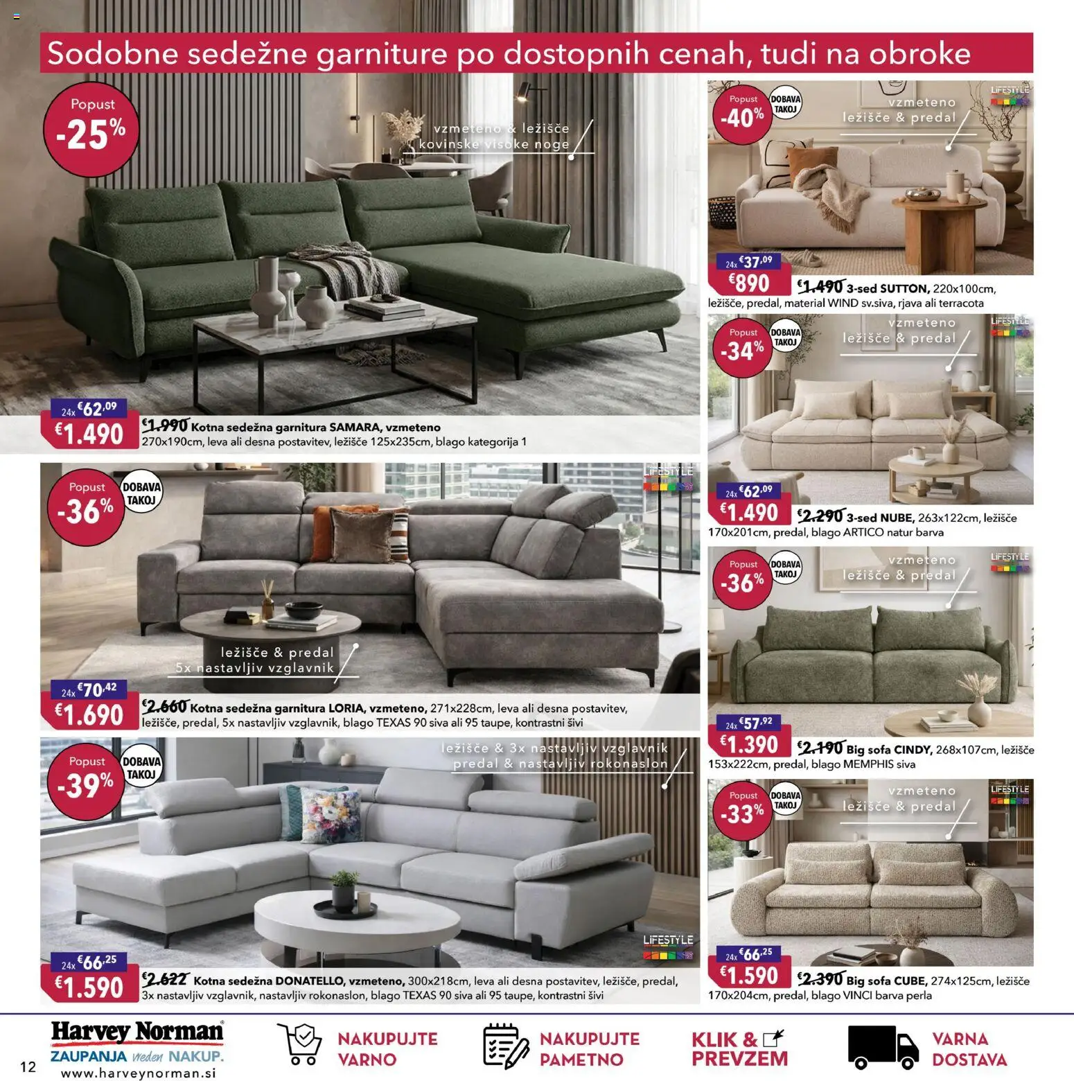 Novi Harvey Norman katalog ponudbe – veljaven od 14.01.2026 | Stran: 12 | Izdelki: Vzglavnik, Ležišče, Sedezna garnitura, Barva