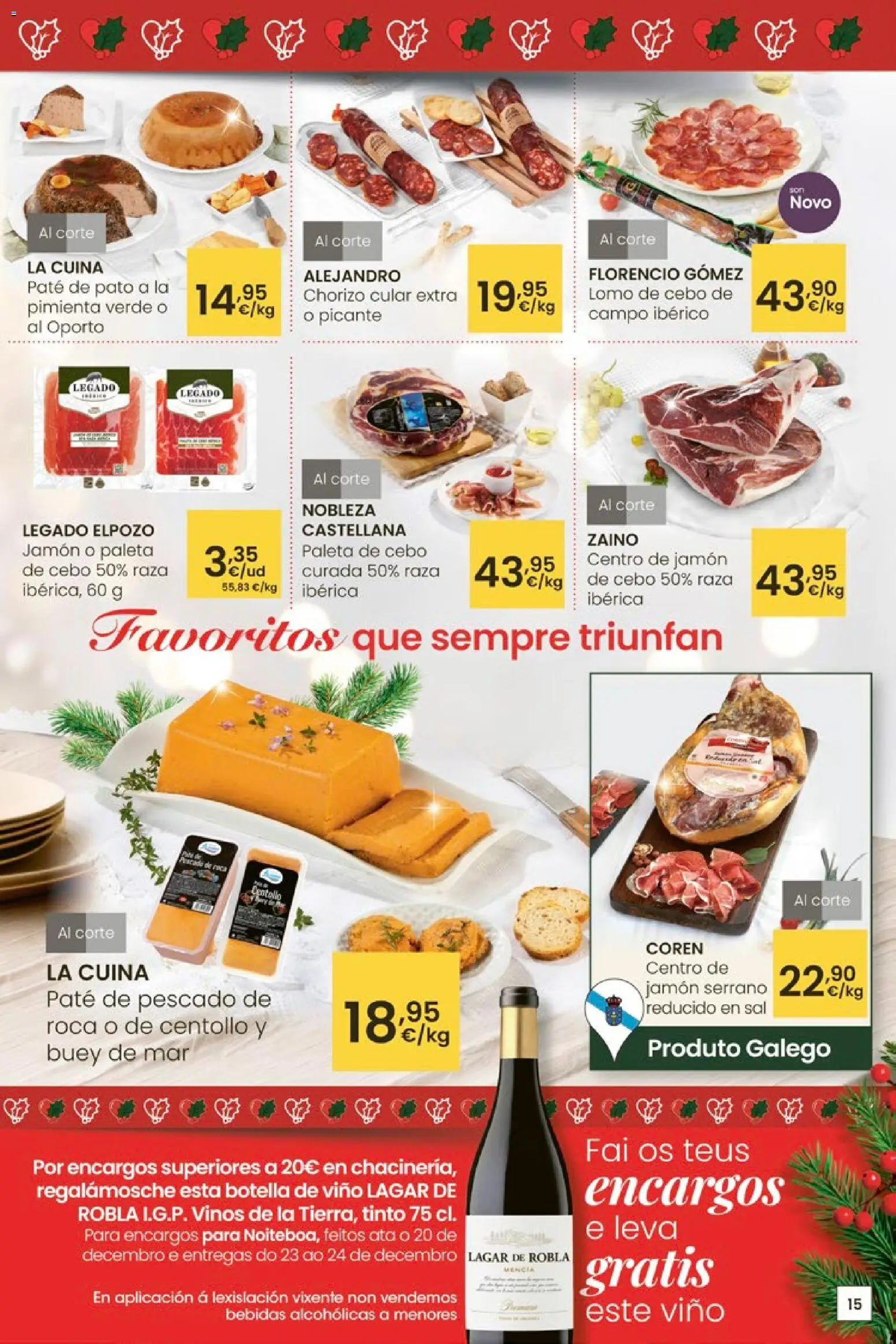 Eroski - Nadal │ válido desde el 18.12.2025 | Página: 15 | Productos: Jamón serrano, Jamón, Vino, Pescado