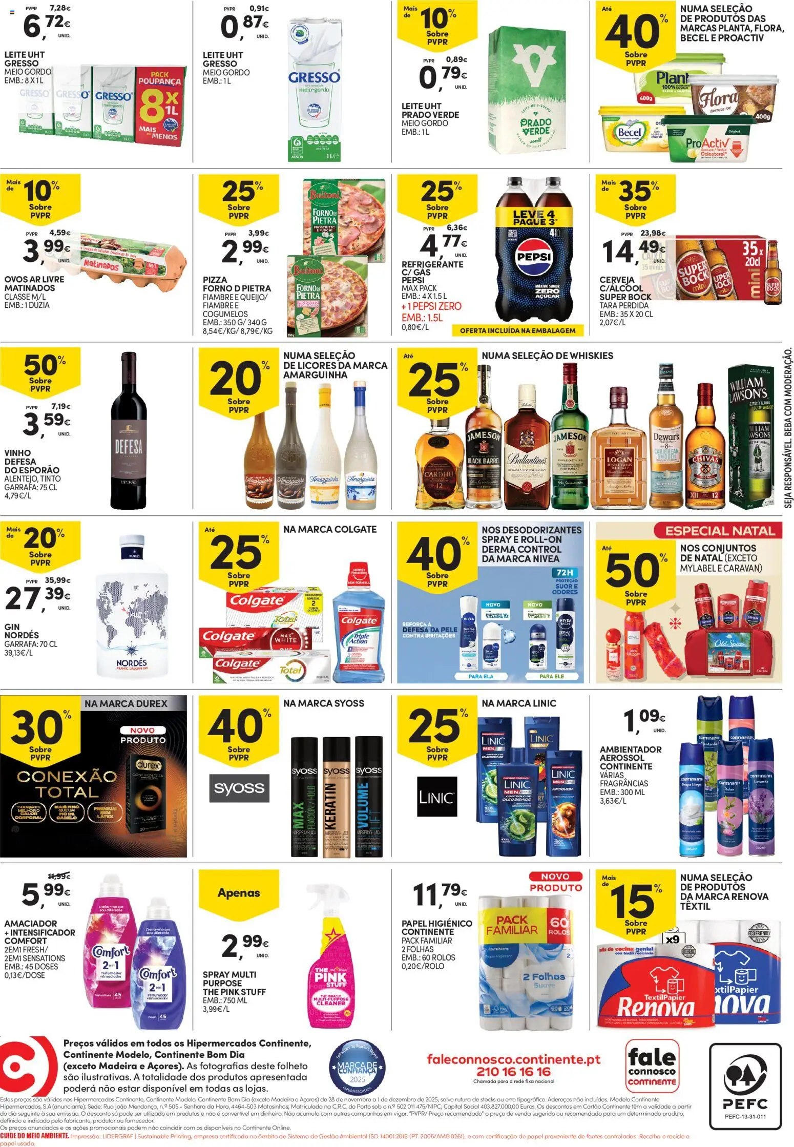 Continente - Fim de Semana │ válido de 28.11.2025 | Página: 4 | Produtos: Refrigerante, Leite, Cerveja, Cogumelos