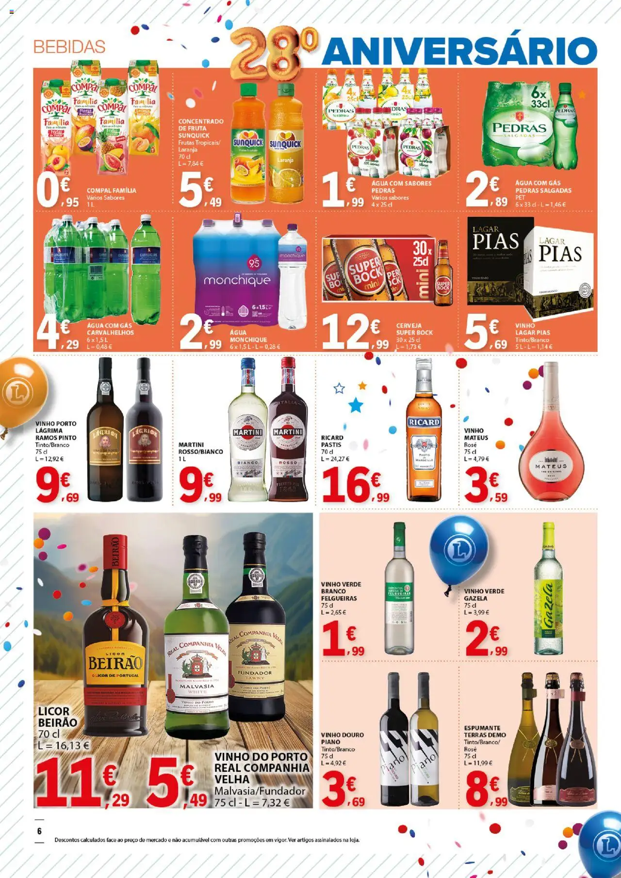 E.Leclerc - Aniversário Santa Maria da Feira │ válido de 24.07.2025 | Página: 6 | Produtos: Agua, Licor, Cerveja, Água com gás
