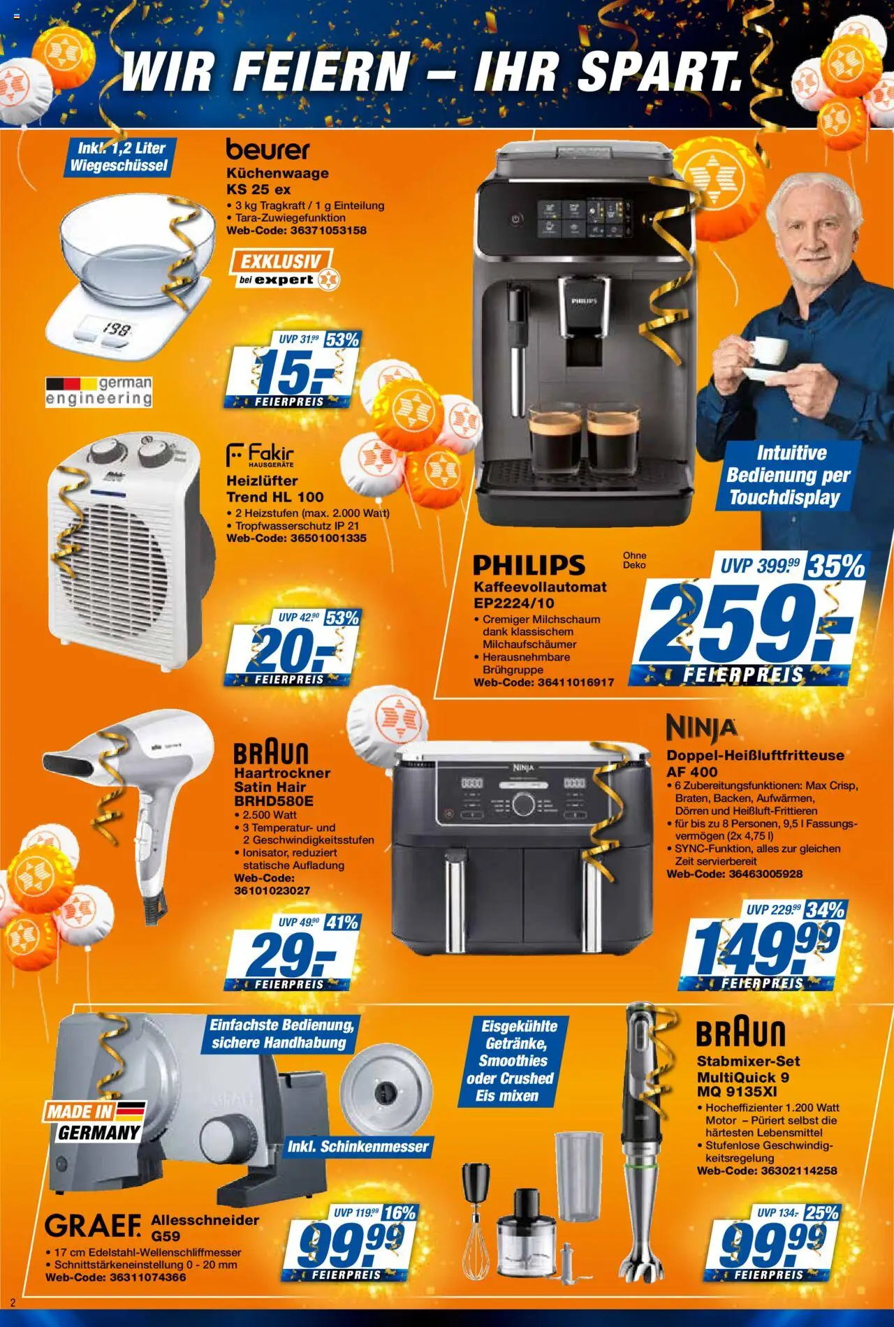 Expert Prospekt 	 – gültig ab 10.10.2025 | Seite: 2 | Produkte: Philips, Haartrockner, Kaffeevollautomat, Eis