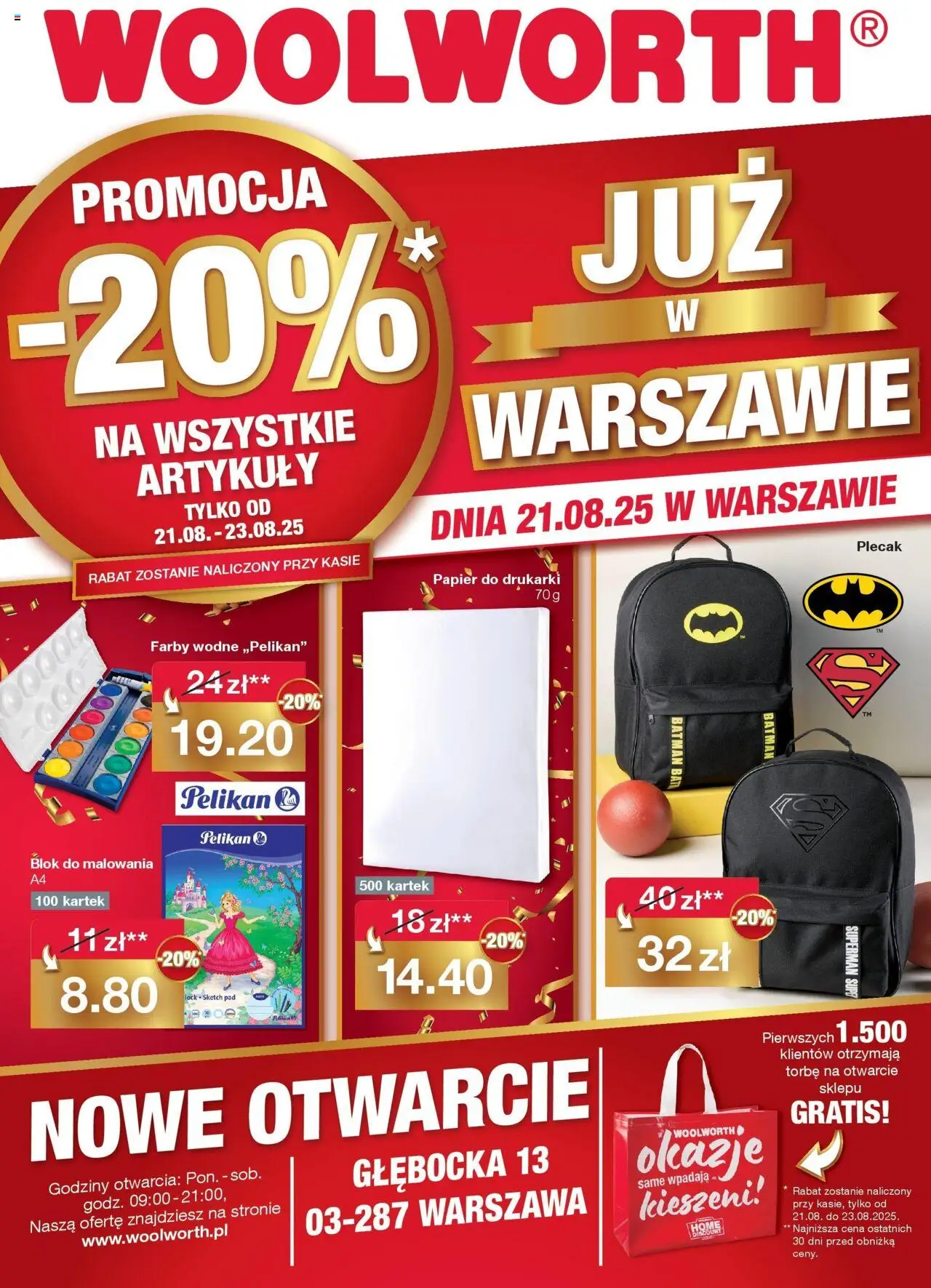Woolworth Gazetka - Już w Warszawie od 21.08.2025 | Strona: 1 | Produkty: Plecak