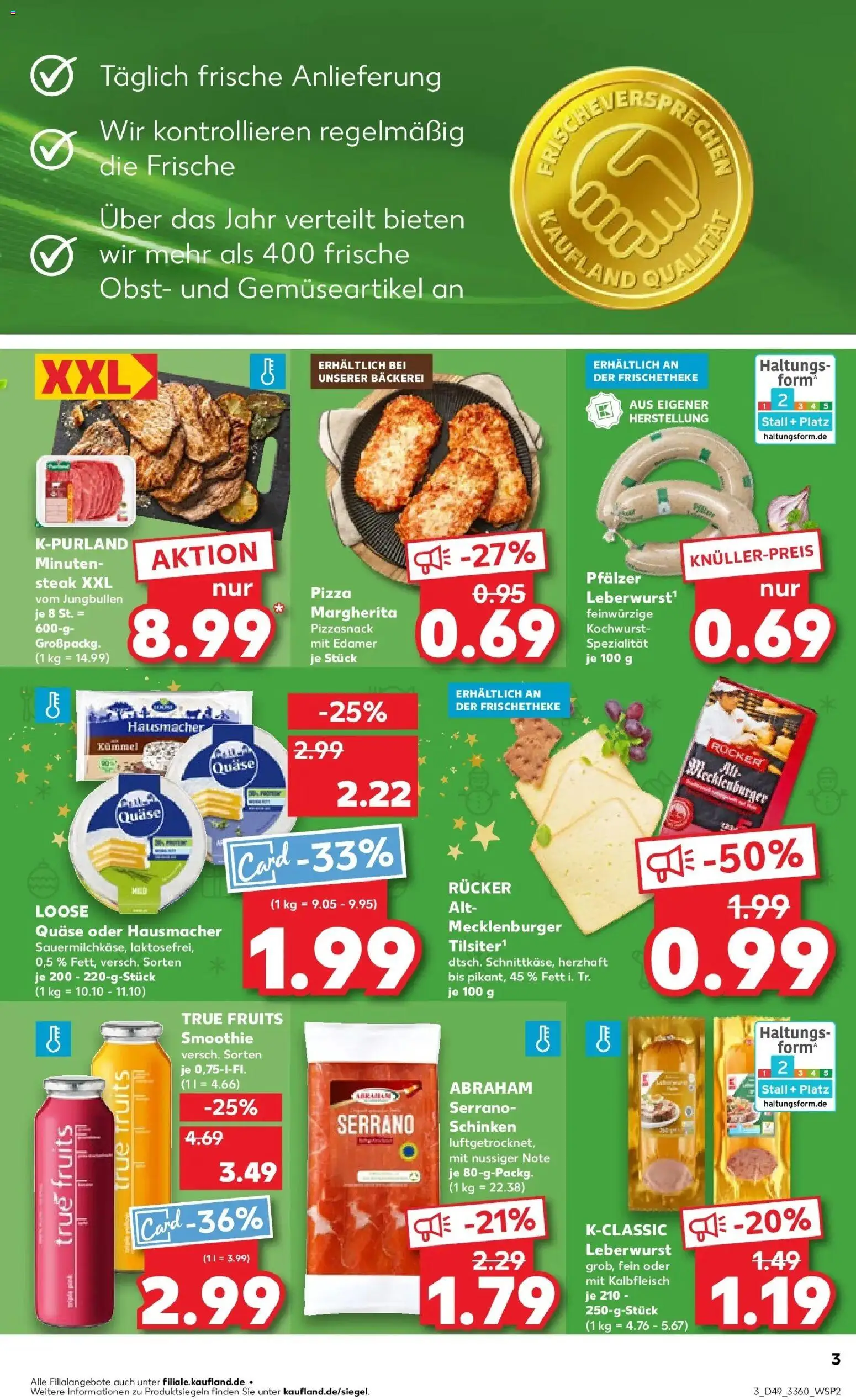 Kaufland prospekt Salzwedel	 – gültig ab 08.12.2025 | Seite: 3 | Produkte: Edamer, Obst, Schinken, Steak