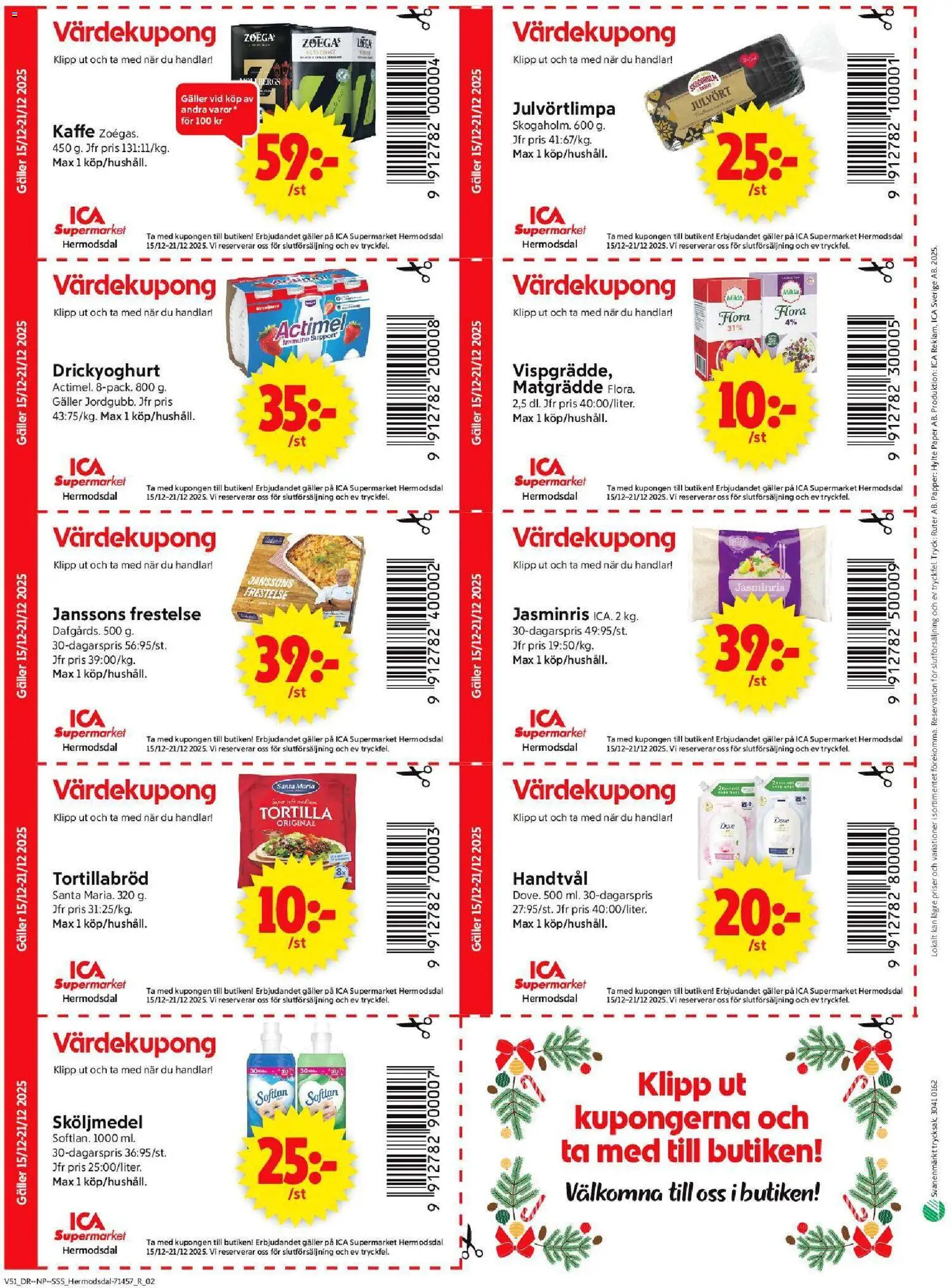 ICA Supermarket reklamblad aktuell från 15.12.2025 | Sida: 14 | Produkter: Sköljmedel, Tortilla, Galler, Papper