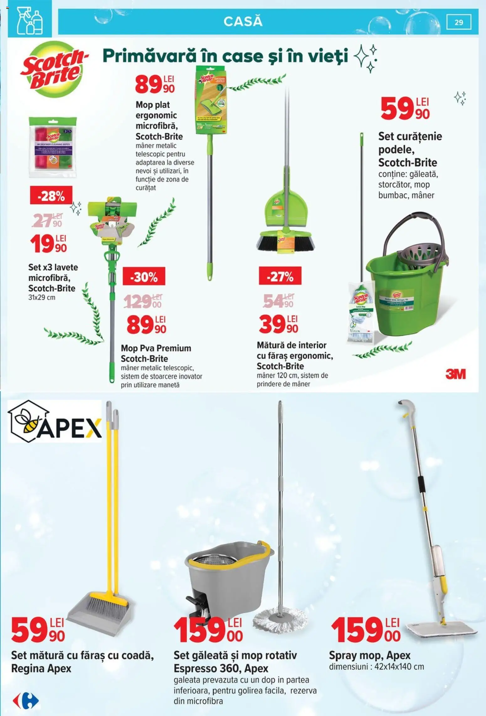Noul catalog Carrefour – valabil de la 09.03.2026 | Pagină: 29 | Produse: Mop, Mătură, Mâner, Lavete