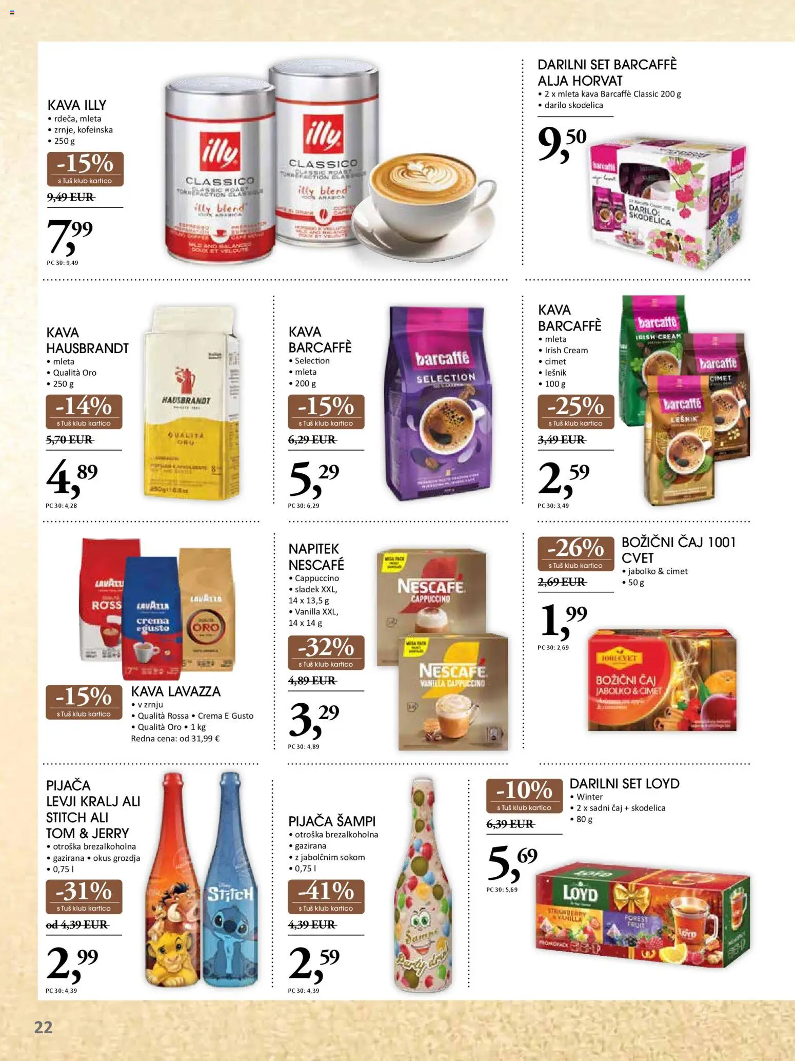 Novi Tuš katalog ponudbe – veljaven od 19.11.2025 | Stran: 22 | Izdelki: Skodelica, Escoba, Kava, Caj