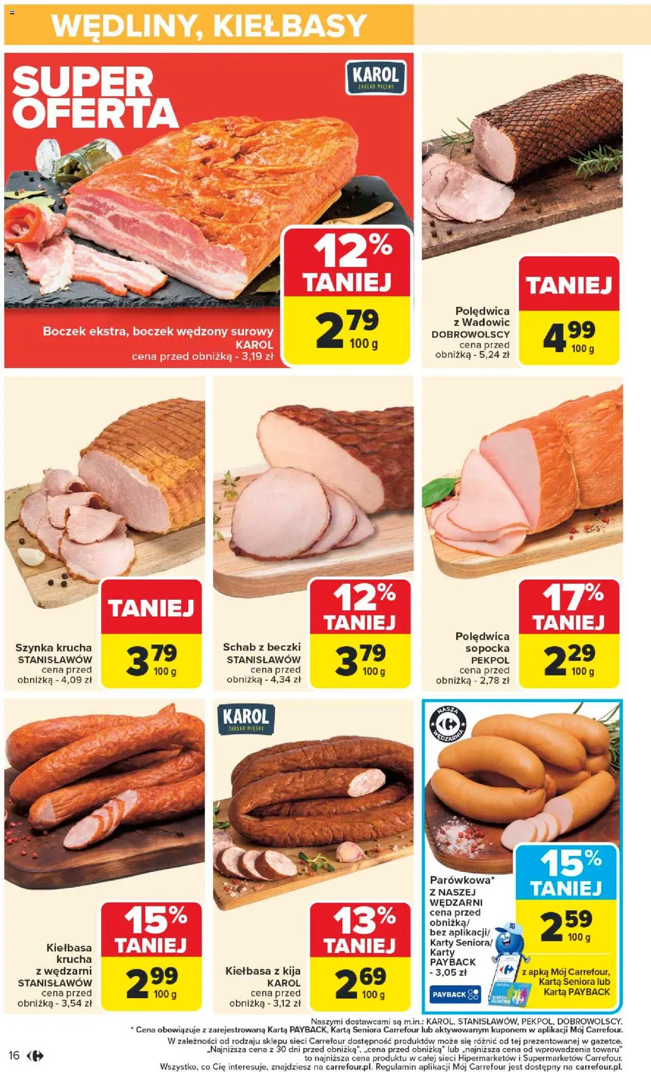 Carrefour Gazetka od 22.09.2025 | Strona: 18 | Produkty: Kiełbasa, Karta, Szynka, Boczek