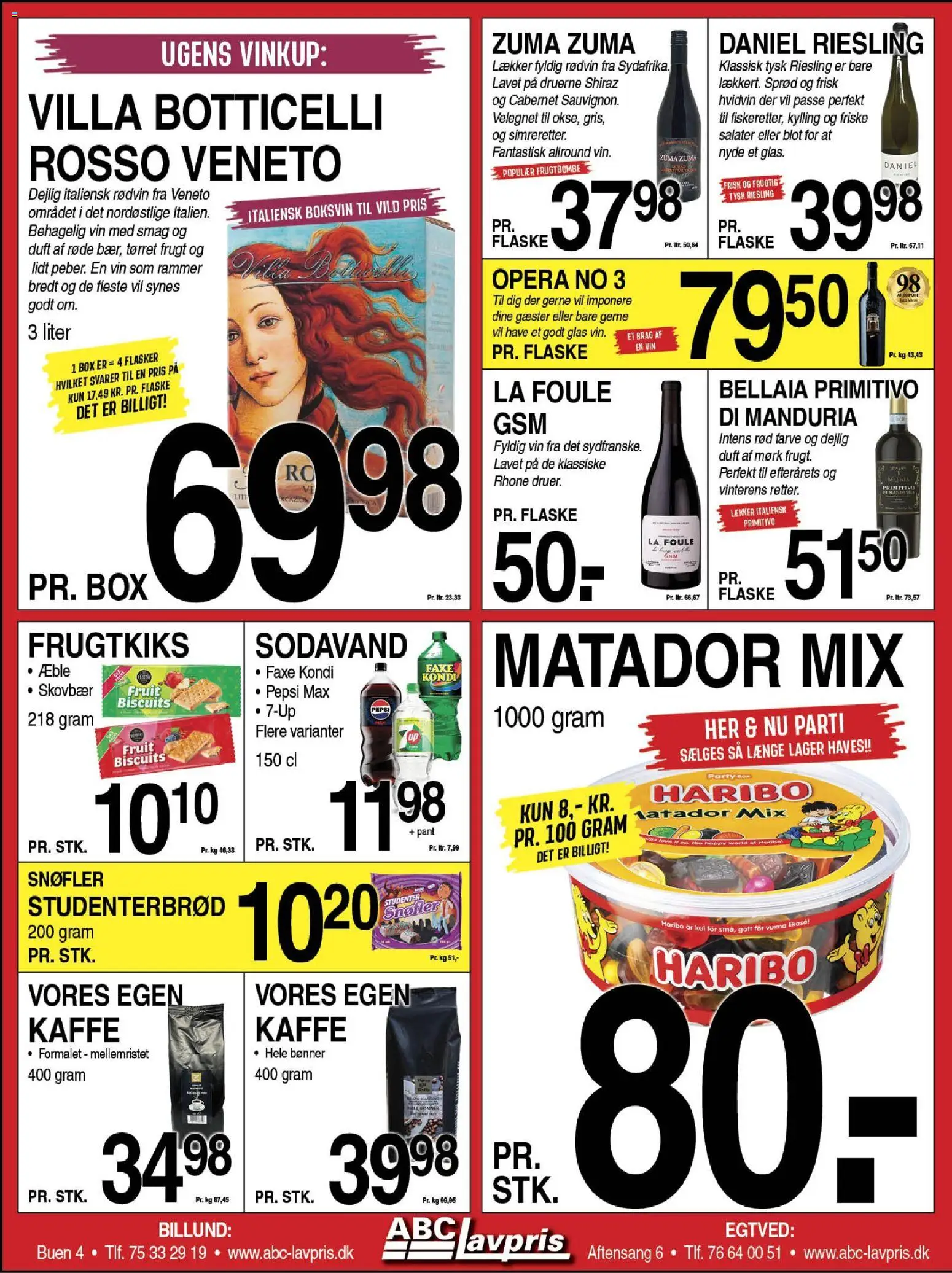 Abc Lavpris tilbudsavis – gyldig fra 22.10.2025 | Side: 6 | Produkter: Kaffe, Vin, Faxe Kondi, Tørret frugt