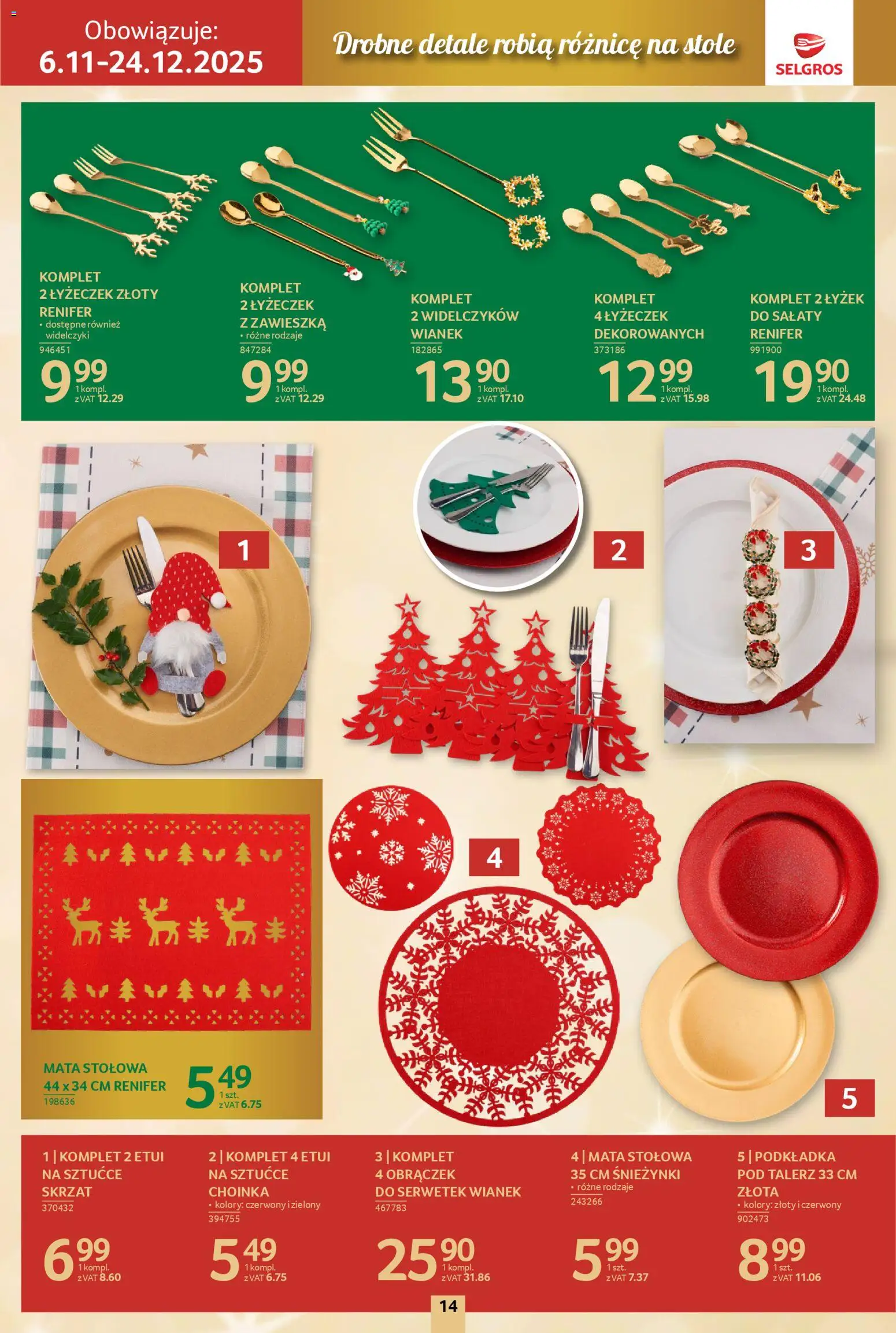 Selgros cash&carry Gazetka - Boże Narodzenie od 06.11.2025 | Strona: 14 | Produkty: Choinka, Sztućce