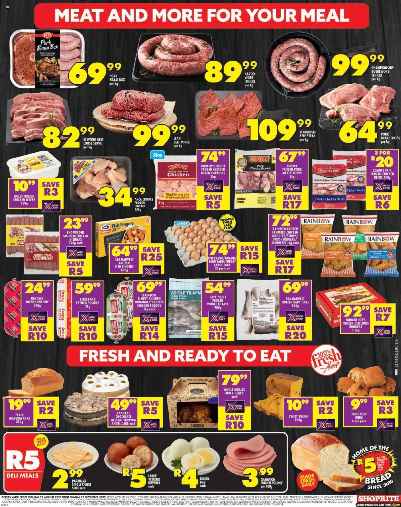 Shoprite Eastern Cape - Major Deals │ valid from 25.08.2025 | Page: 2 | Products: Cake, Buns, Eggs, Chocolate