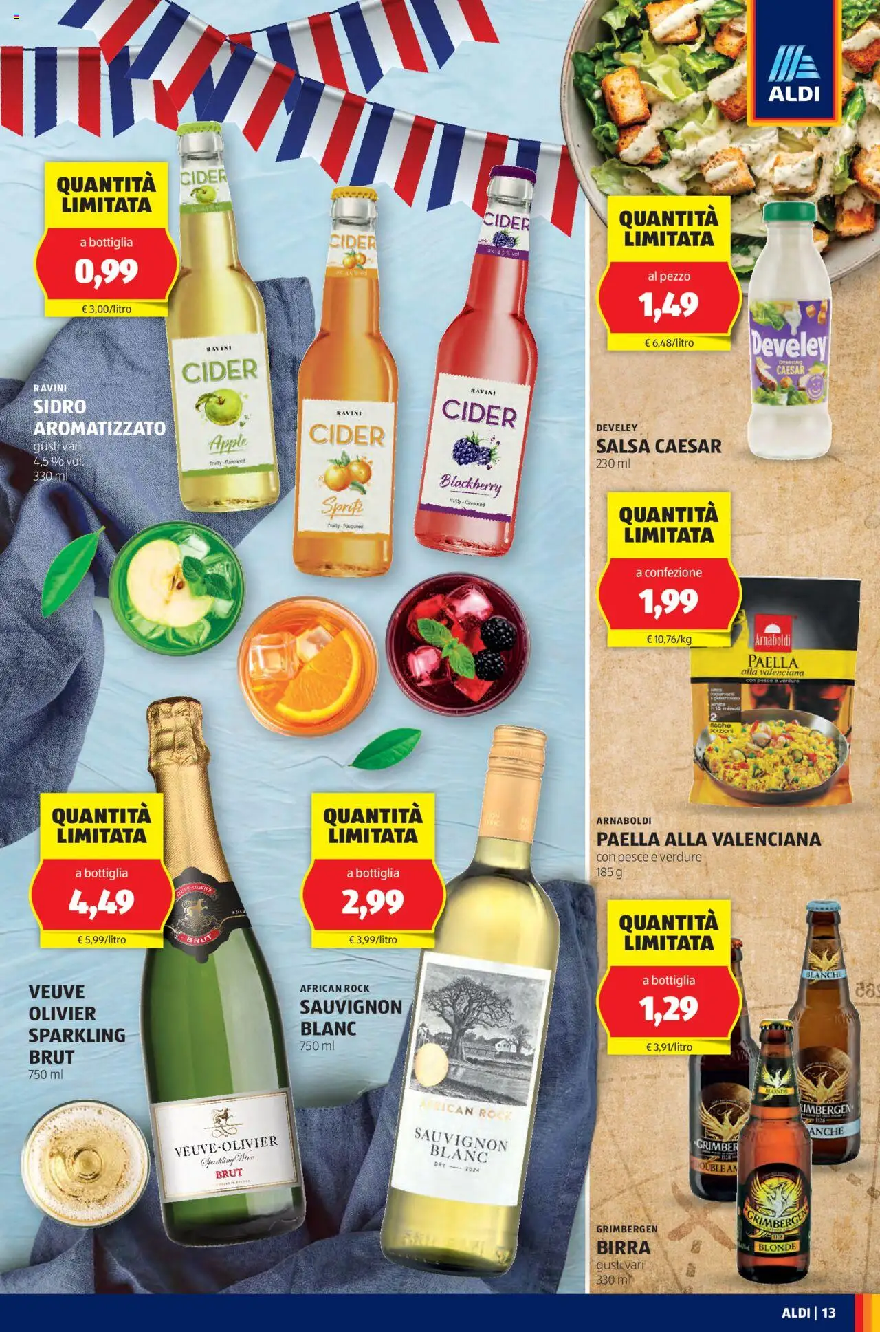 Volantino Aldi del 18.08.2025 | Pagina: 13 | Prodotti: Birra, Pesce, Verdure, Bottiglia