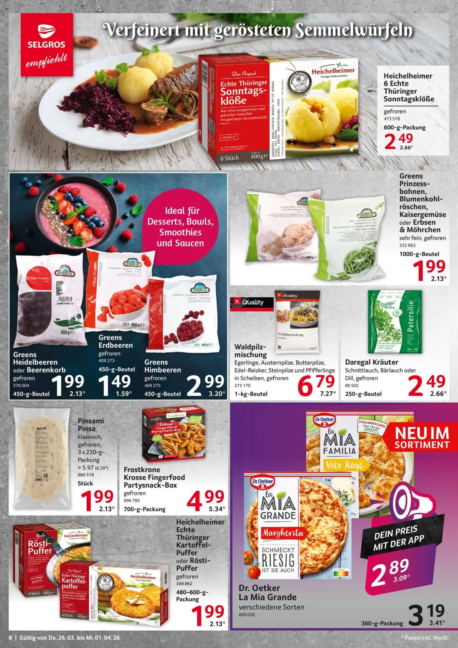 Selgros Prospekt 	 – gültig ab 26.03.2026 | Seite: 8 | Produkte: Himbeeren, Kartoffeln, Pfifferlinge, Petersilie
