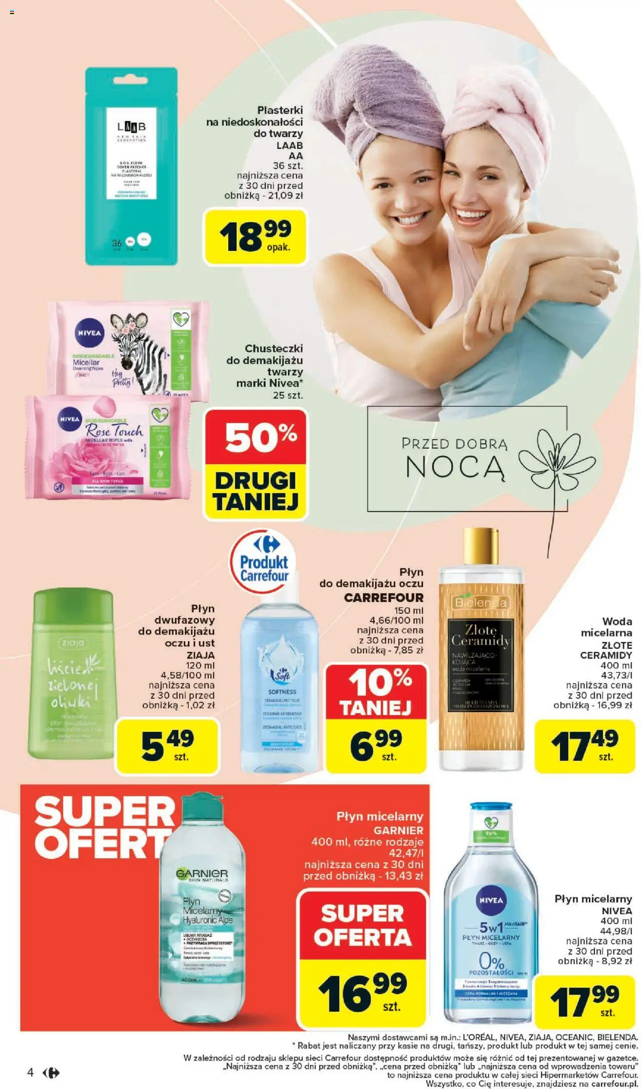 Carrefour Gazetka - Zadbać o siebie od 18.08.2025 | Strona: 4 | Produkty: Makijaż, Woda micelarna, Płyn do demakijażu oczu, Woda