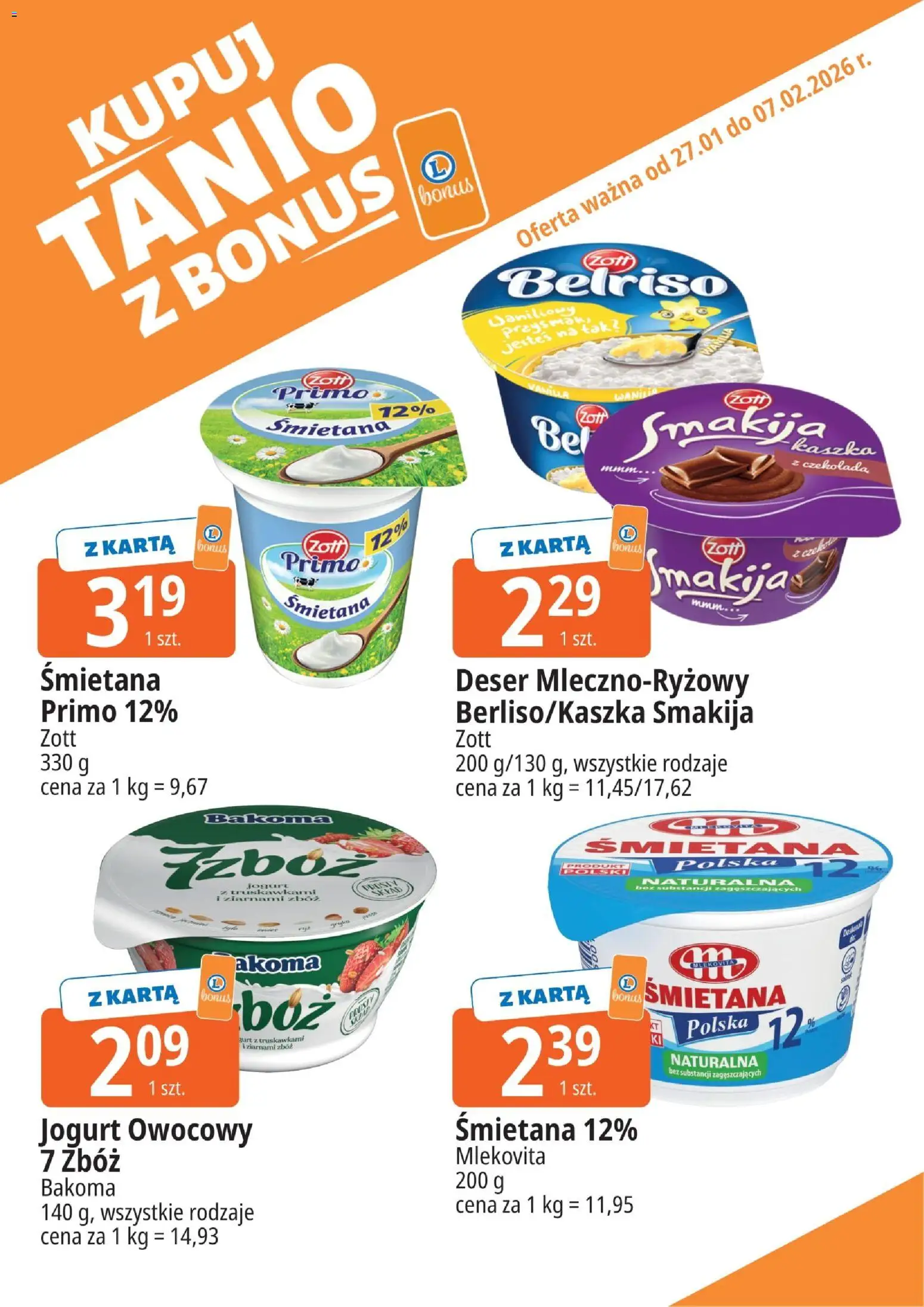 E.Leclerc Gazetka - Elbląg kupony dodatkowe od 27.01.2026 | Strona: 2 | Produkty: Karta, Jogurt, Czekolada, Śmietana
