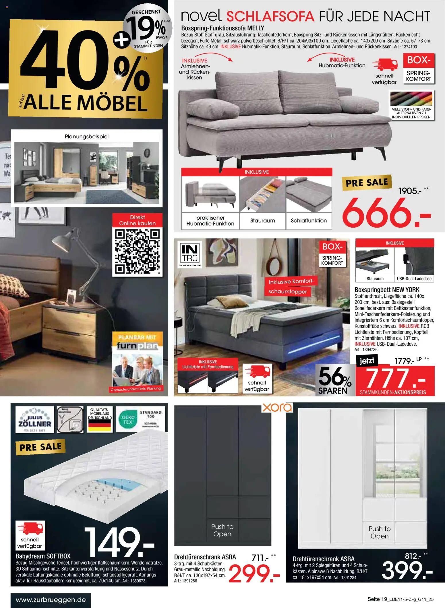 Zurbrüggen - Black Friday – gültig ab 08.11.2025 | Seite: 21 | Produkte: Schlafsofa, Kissen, Drehtürenschrank, Boxspringbett