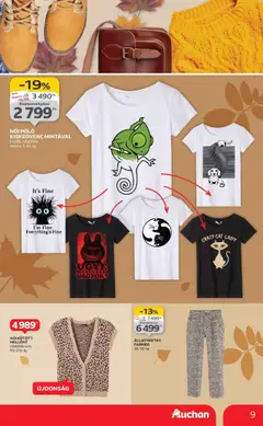 Auchan - Őszi Textil ajánlataink - amely érvényes a következő dátumtól: 02.10.2025 | Oldal: 9 | Termékek: Farmer, Női póló, Mellény