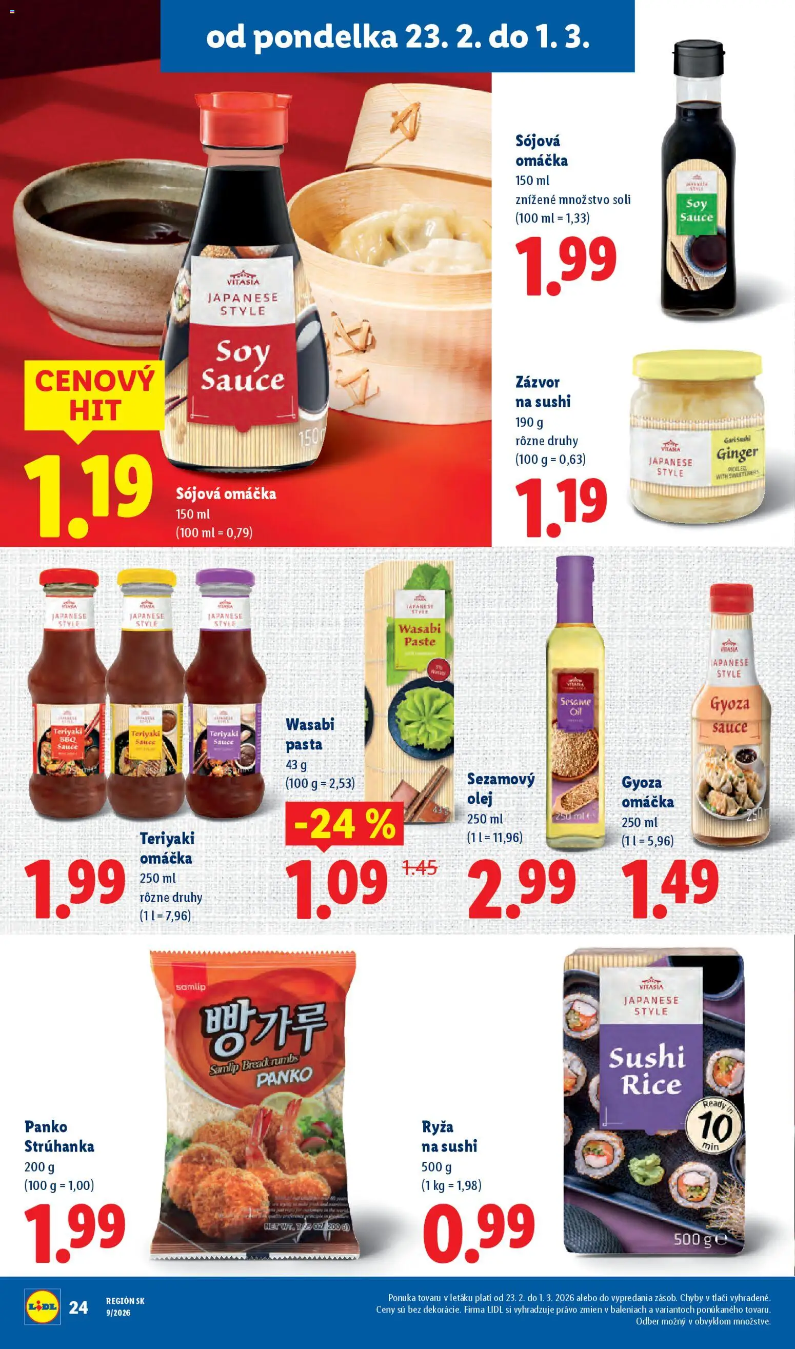 Nové Lidl akcie – leták je platný od 23.02.2026 | Strana: 28 | Produkty: Zázvor, Ryža, Sezamový olej, Sushi