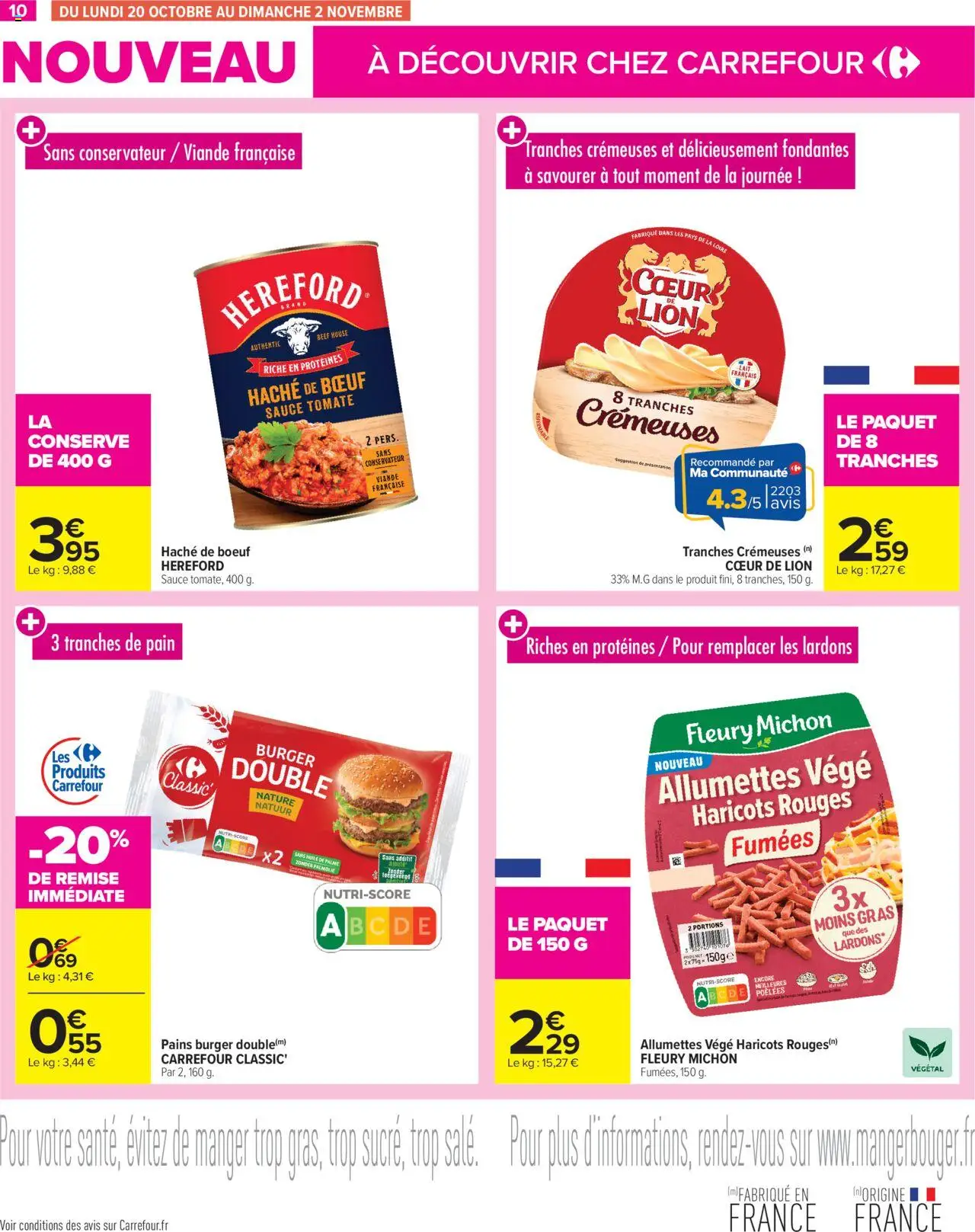 {H1} | Page: 10 | Produits: Poids, Haricots rouges, Pain, Viande