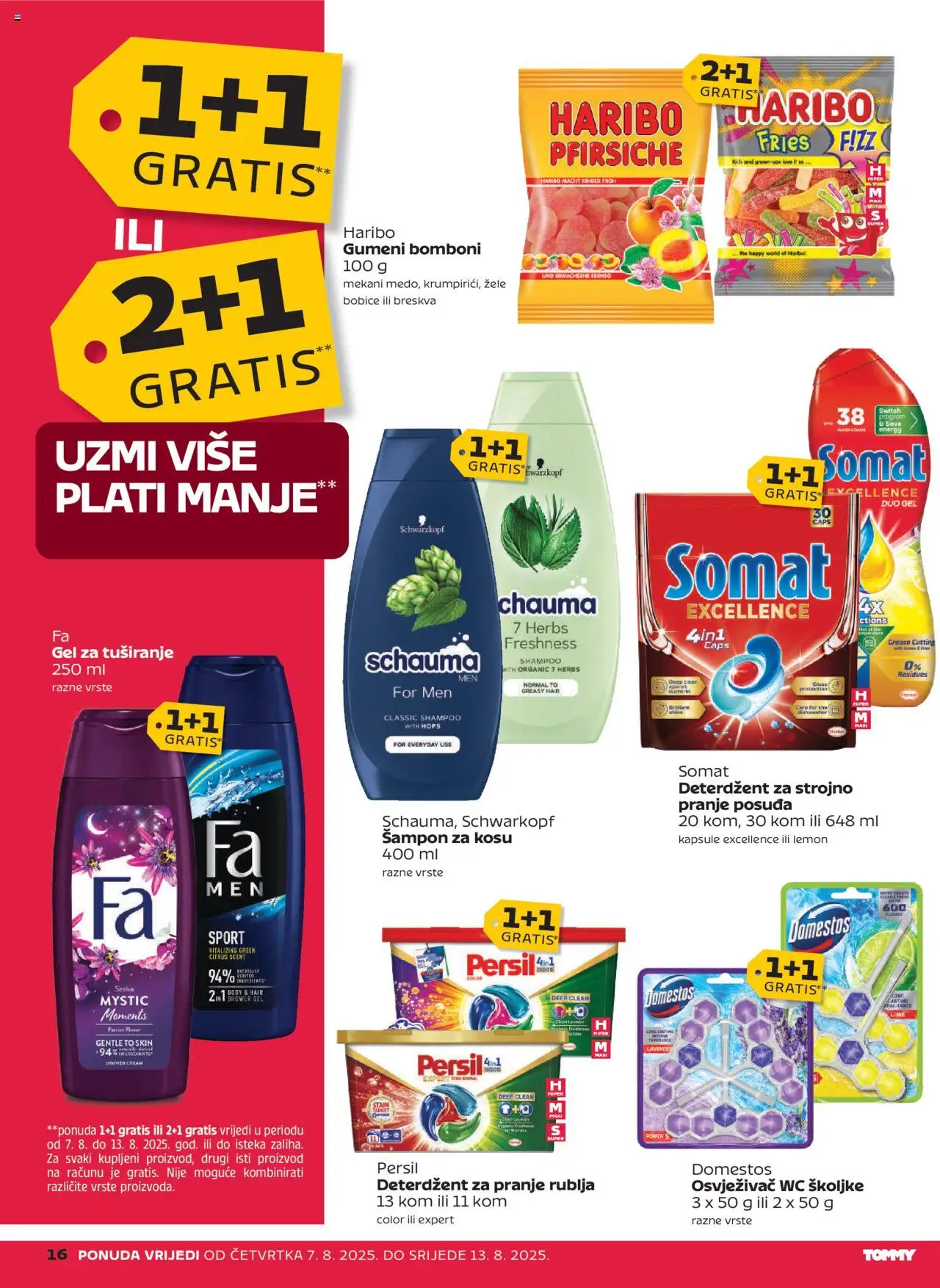 Tommy katalog | vrijedi od 07.08.2025 | Stranica: 16 | Proizvodi: Gel za tuširanje, Bomboni, Osvježivač wc školjke, Persil
