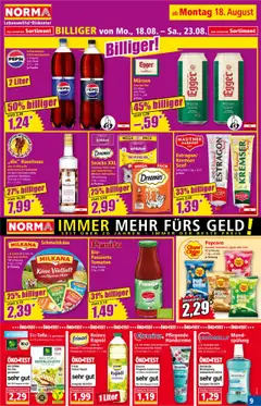 Norma Flugblatt gültig ab 18.08.2025 | Seite: 9 | Produkte: Chips, Sahne, Milch, Käse