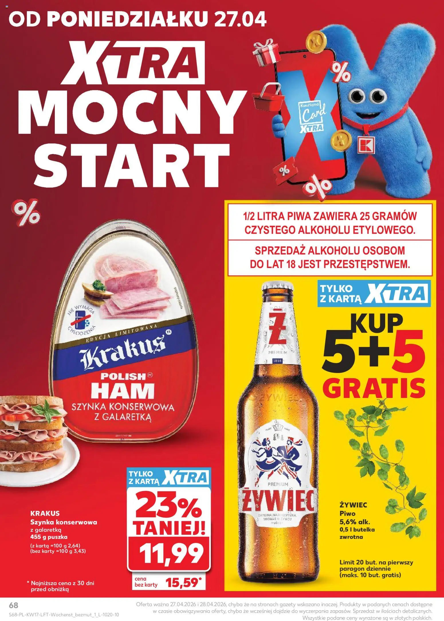 Kaufland gazetka od 23.04.2026 | Strona: 68 | Produkty: Karta, Galaretka, Szynka, Piwo