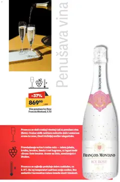 Vino penušavo Ice Rose Francois Montand, 0.75l, Ice Rose sparkling wine, 0.75l. It is best served well chilled, at 6-8°C. At this temperature, it retains its freshness, fine bubbles and a harmonious balance between sweetness and acidity. - pregled Mega Maxi kataloga - važi od 13.11.2025 | Strana: 26