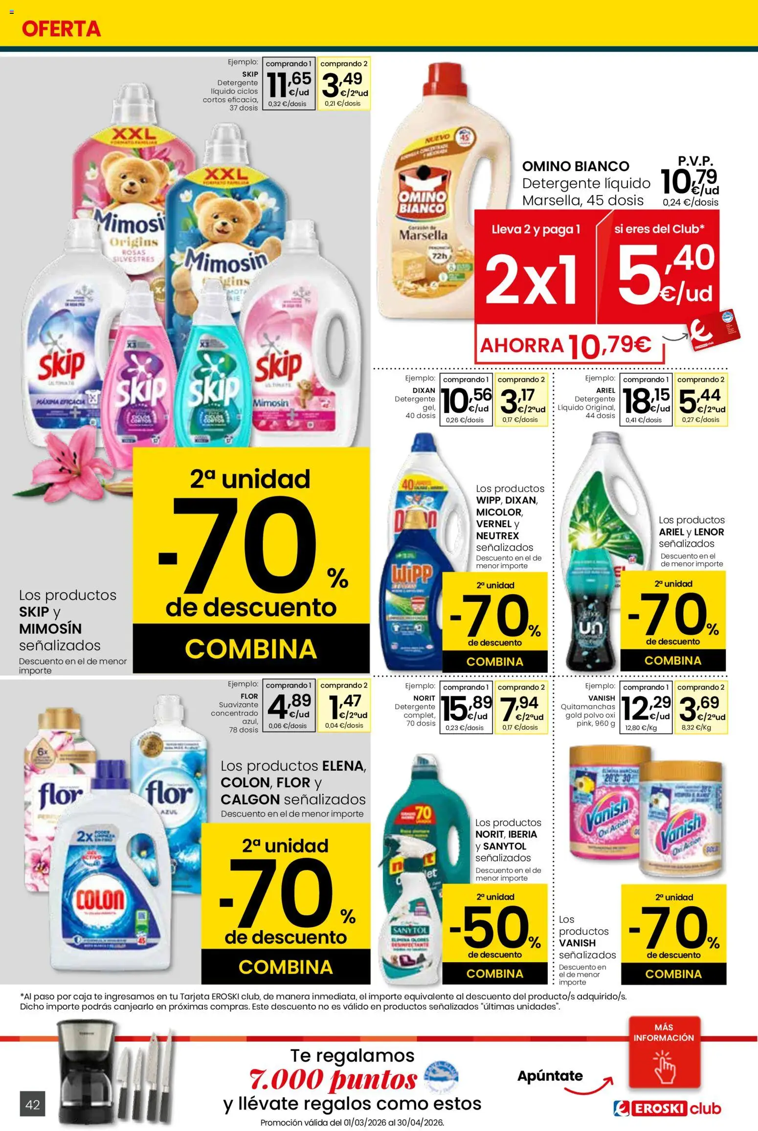 Eroski - Quieres ahorrar conmigo │ válido desde el 26.03.2026 | Página: 42 | Productos: Detergente, Té, Detergente líquido, Caja