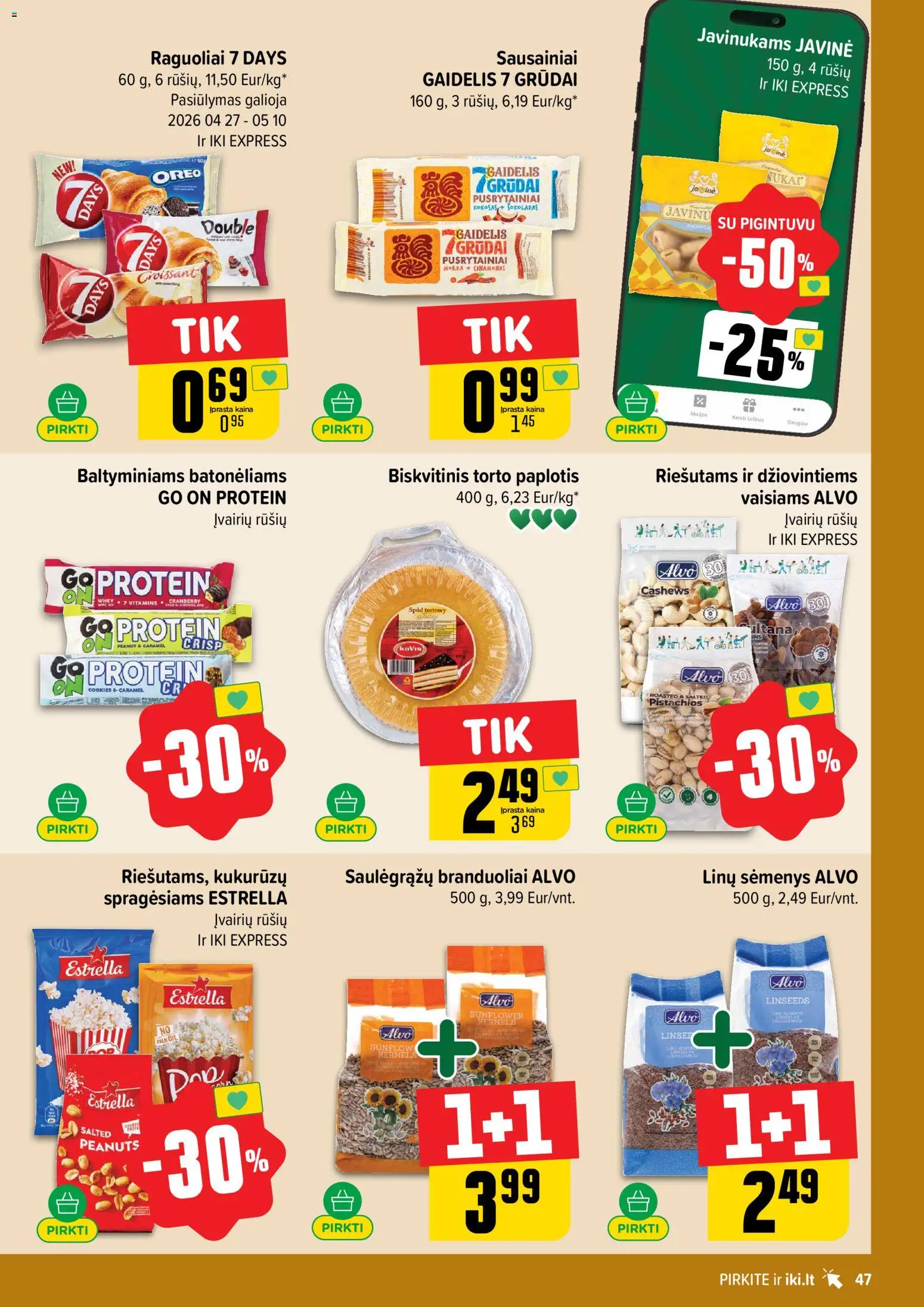 IKI akcijos nuo 27.04.2026 | Puslapis: 47 | Prekių: Sausainiai, Šokoladas