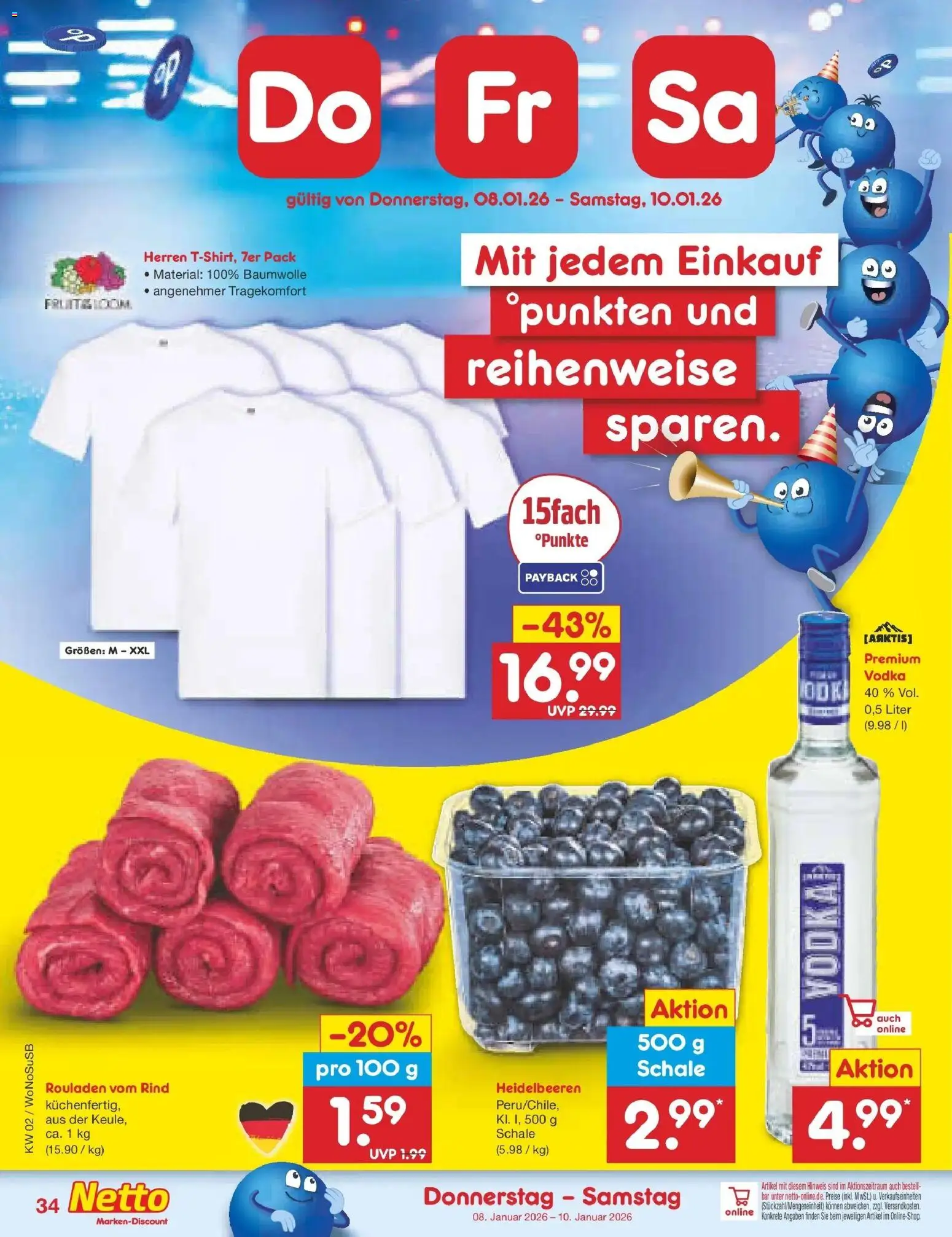 Netto Marken-Discount prospekt Rodgau	 – gültig ab 05.01.2026 | Seite: 38 | Produkte: Heidelbeeren, Vodka