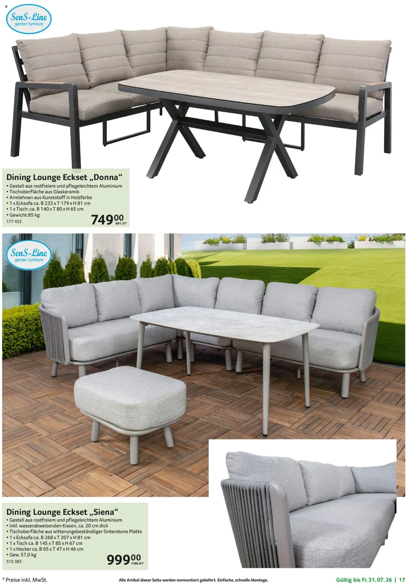 Selgros Garten Exklusiv – gültig ab 19.07.2026 | Seite: 17 | Produkte: Gewicht, Hocker, Ecksofa, Tisch