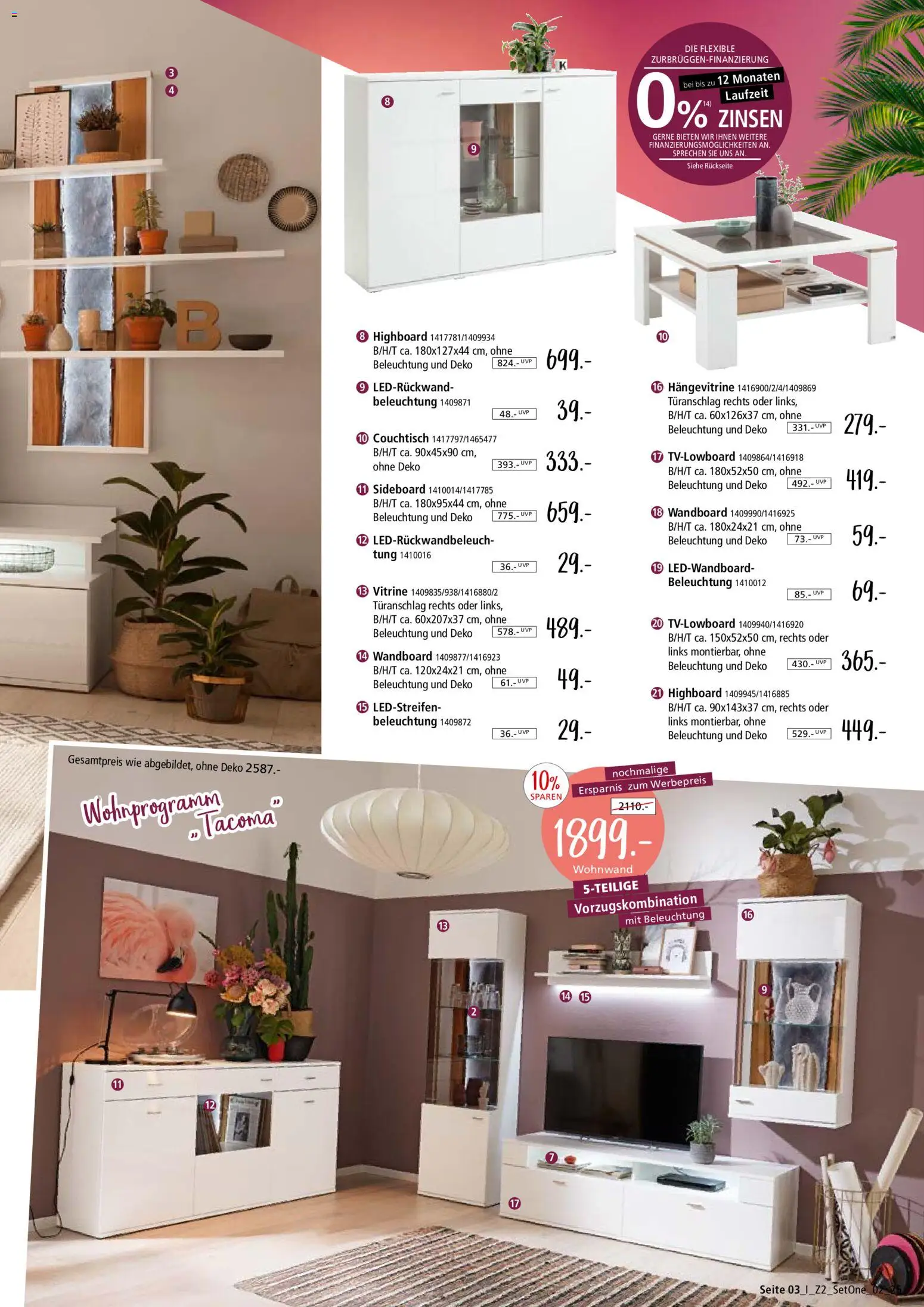 Zurbrüggen - Set One by Musterring – gültig ab 22.12.2025 | Seite: 3 | Produkte: HIghboard, Wandboard, Vitrine, Couchtisch