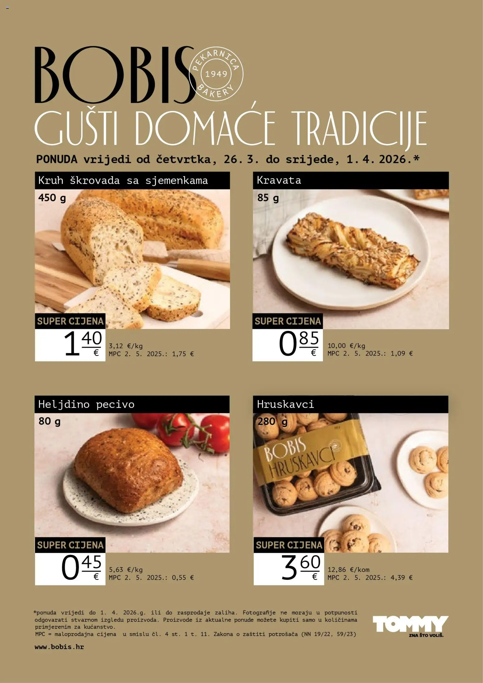 Tommy katalog | vrijedi od 26.03.2026 | Stranica: 1 | Proizvodi: Kruh, Pecivo