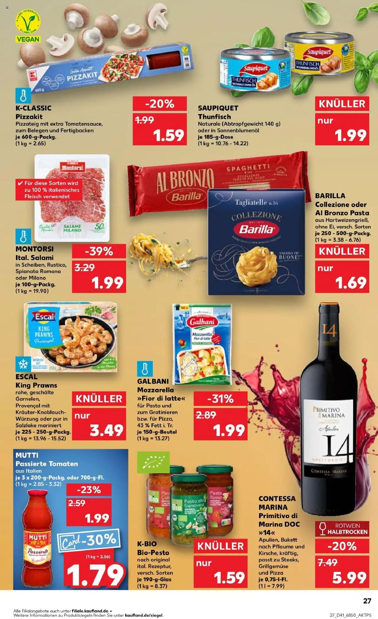 Kaufland prospekt Straubing	 – gültig ab 13.10.2025 | Seite: 27 | Produkte: Öl, Mozzarella, Garnelen, Fleisch