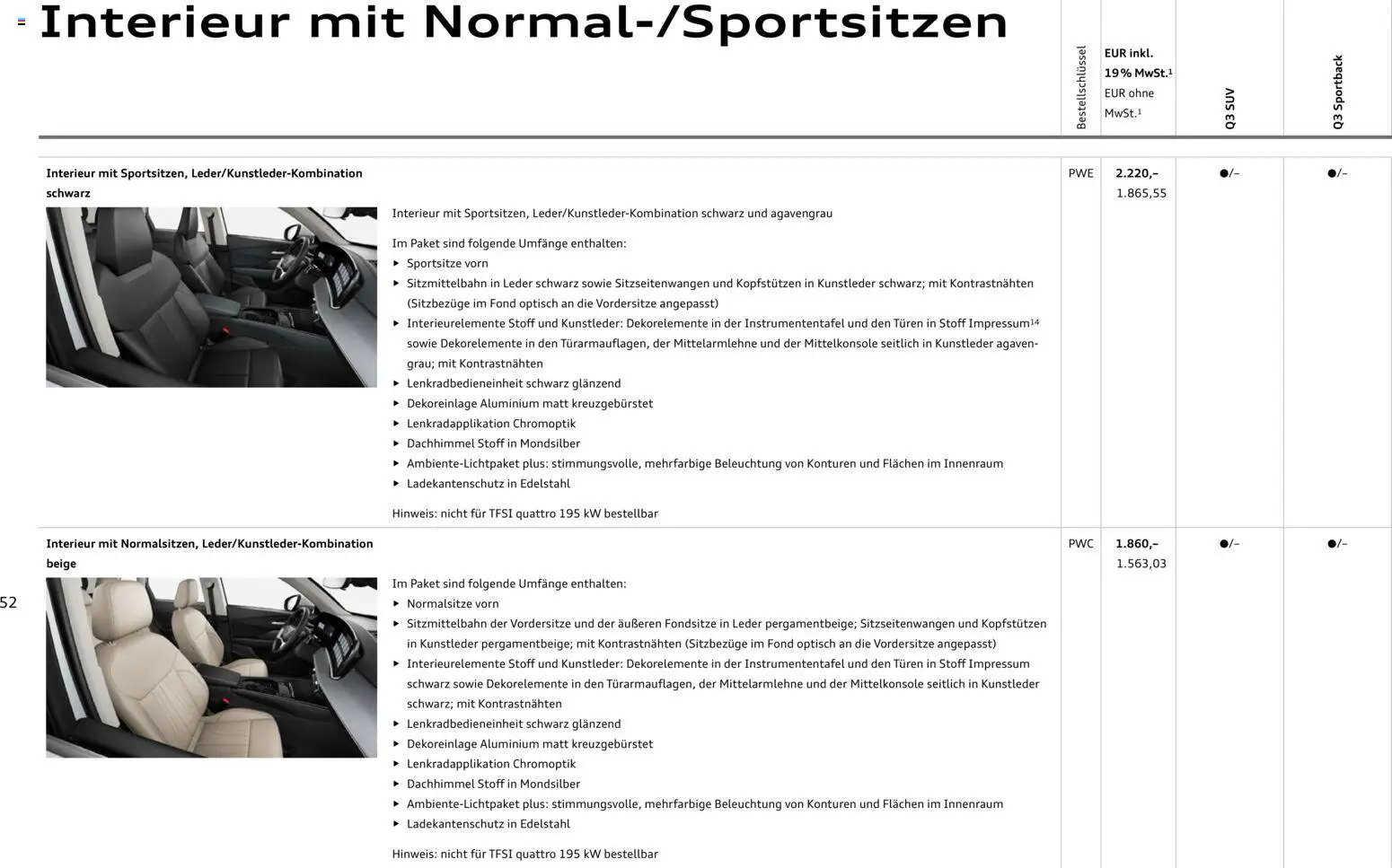 Audi Q3 – gültig ab 29.01.2026 | Seite: 52