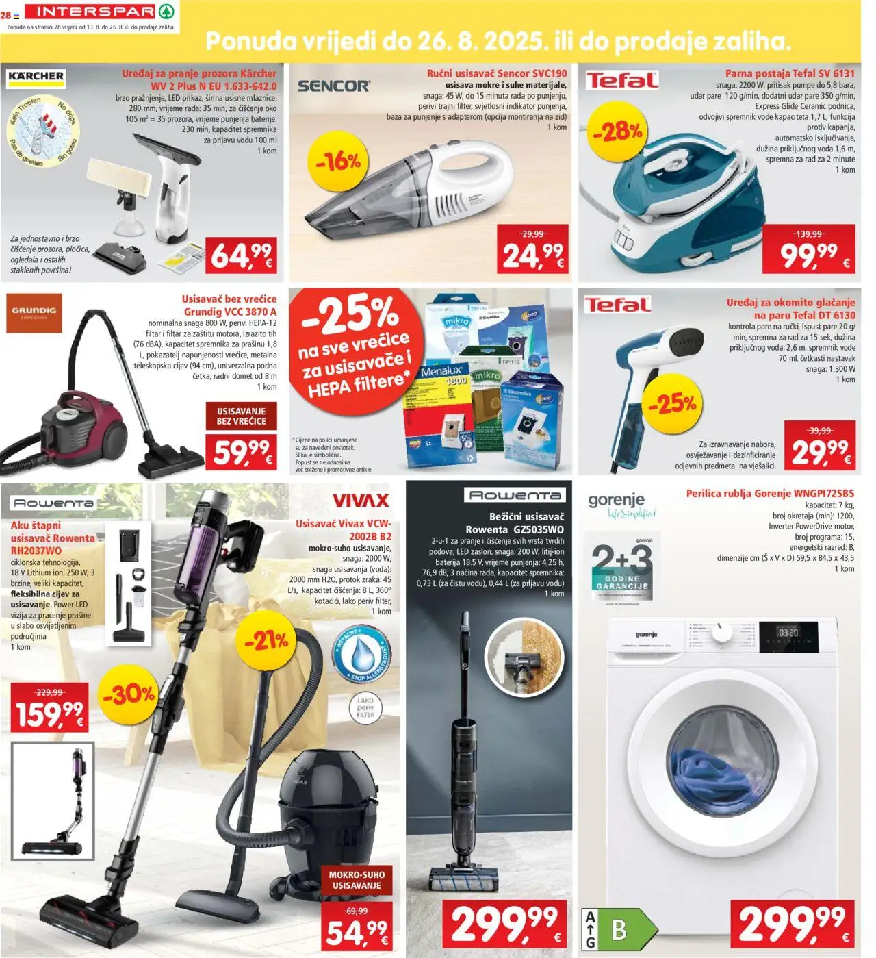 Interspar katalog | vrijedi od 13.08.2025 | Stranica: 28 | Proizvodi: Baterija, Perilica rublja, Baterije, Kärcher