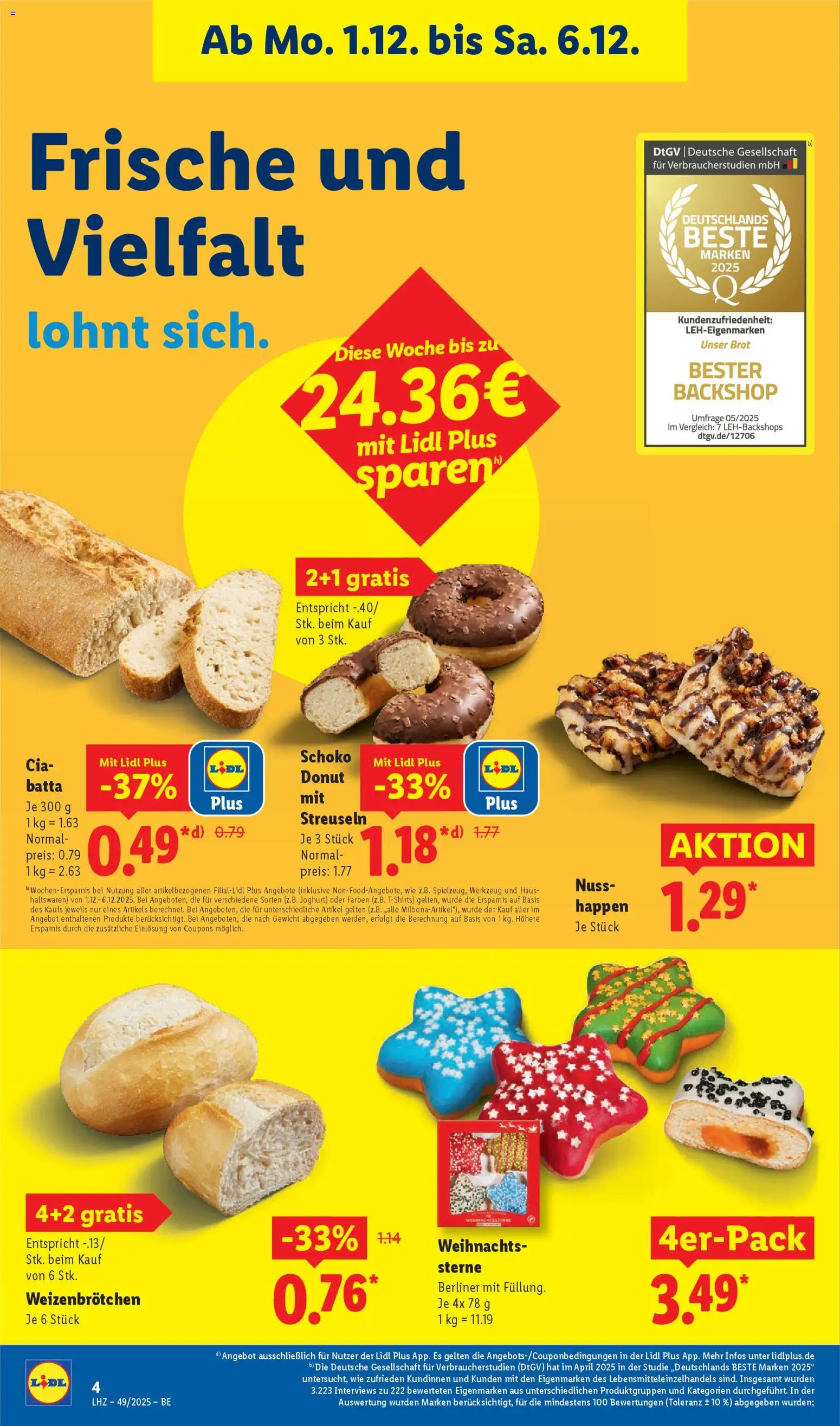 Lidl Prospekt Zossen – gültig ab 01.12.2025 | Seite: 10 | Produkte: Berliner, Gewicht, Joghurt, Brot