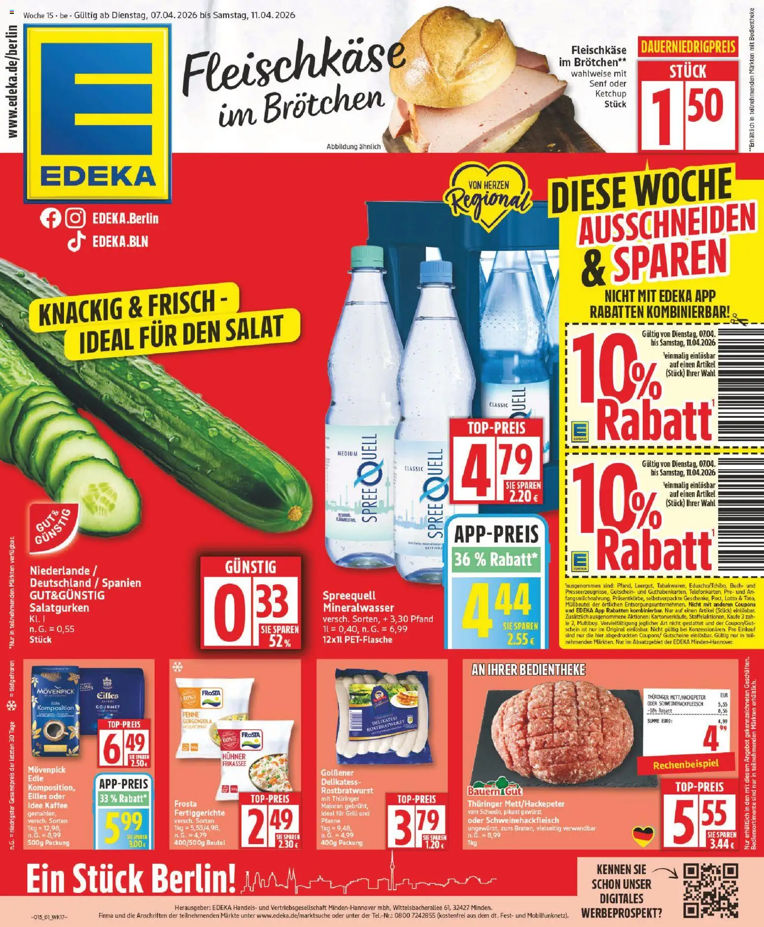 Edeka Prospekt 	 – gültig ab 07.04.2026 | Seite: 1 | Produkte: Grill, Mineralwasser, Frosta, Ketchup