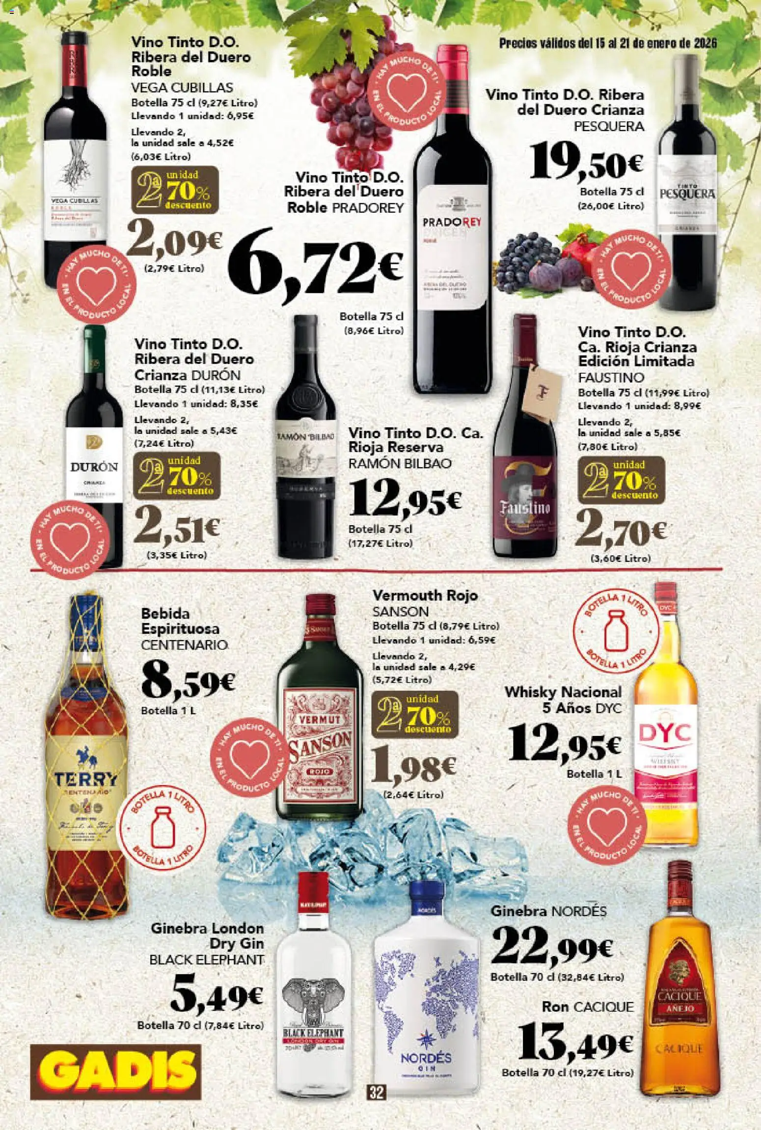 Gadis - folleto │ válido desde el 15.01.2026 | Página: 32 | Productos: Ron, Vino, Ginebra, Whisky