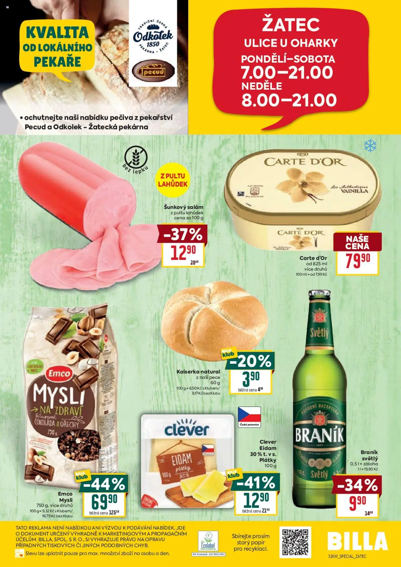 Billa leták - Speciál: Žatec od 06.08.2025 | Strana: 2 | Produkty: Eidam, Šunkový salám, Braník, Carte d'or