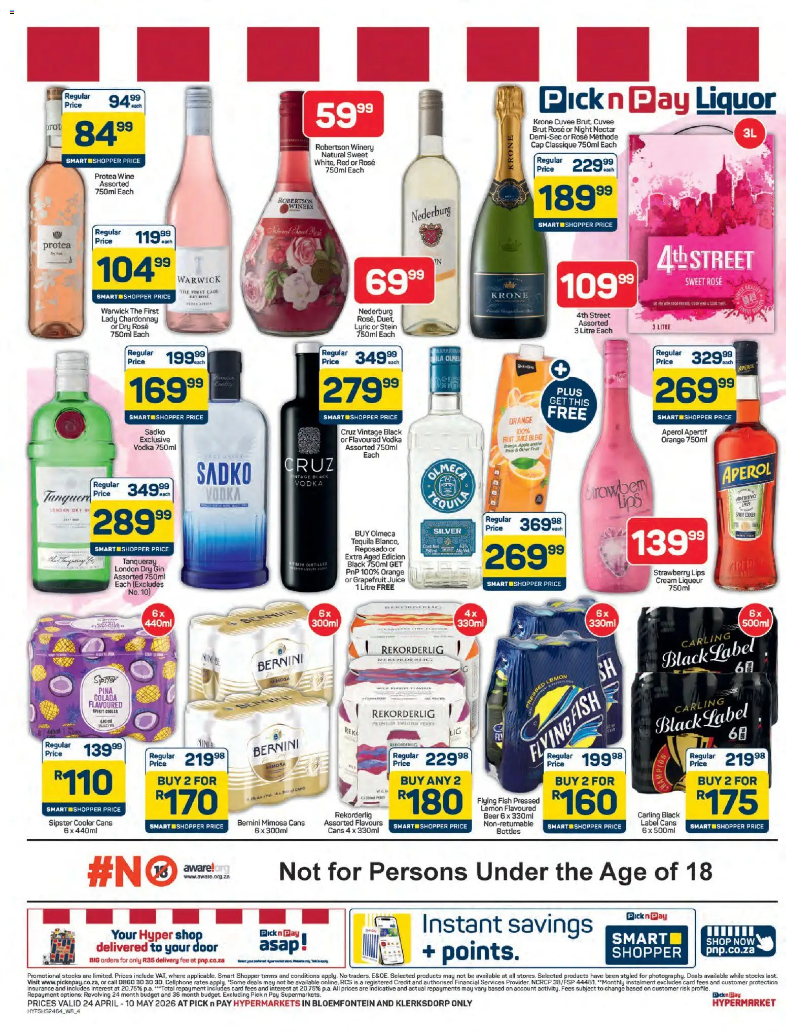 New Pick n Pay catalogue – valid from 24.04.2026 | Page: 4 | Products: Cap, Wine, Fish, Vodka