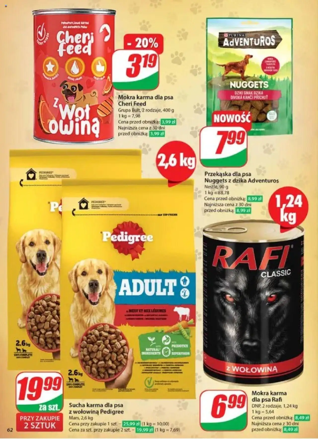 Dino Gazetka od 28.05.2025 | Strona: 62 | Produkty: Karma dla psa, Sucha karma dla psa, Nuggets, Wołowina