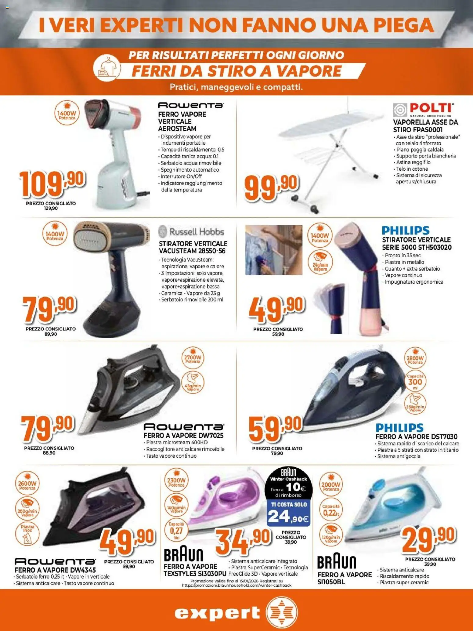 Volantino Expert del 27.12.2025 | Pagina: 13 | Prodotti: Stiratore verticale, Anticalcare, Acqua, Tanica