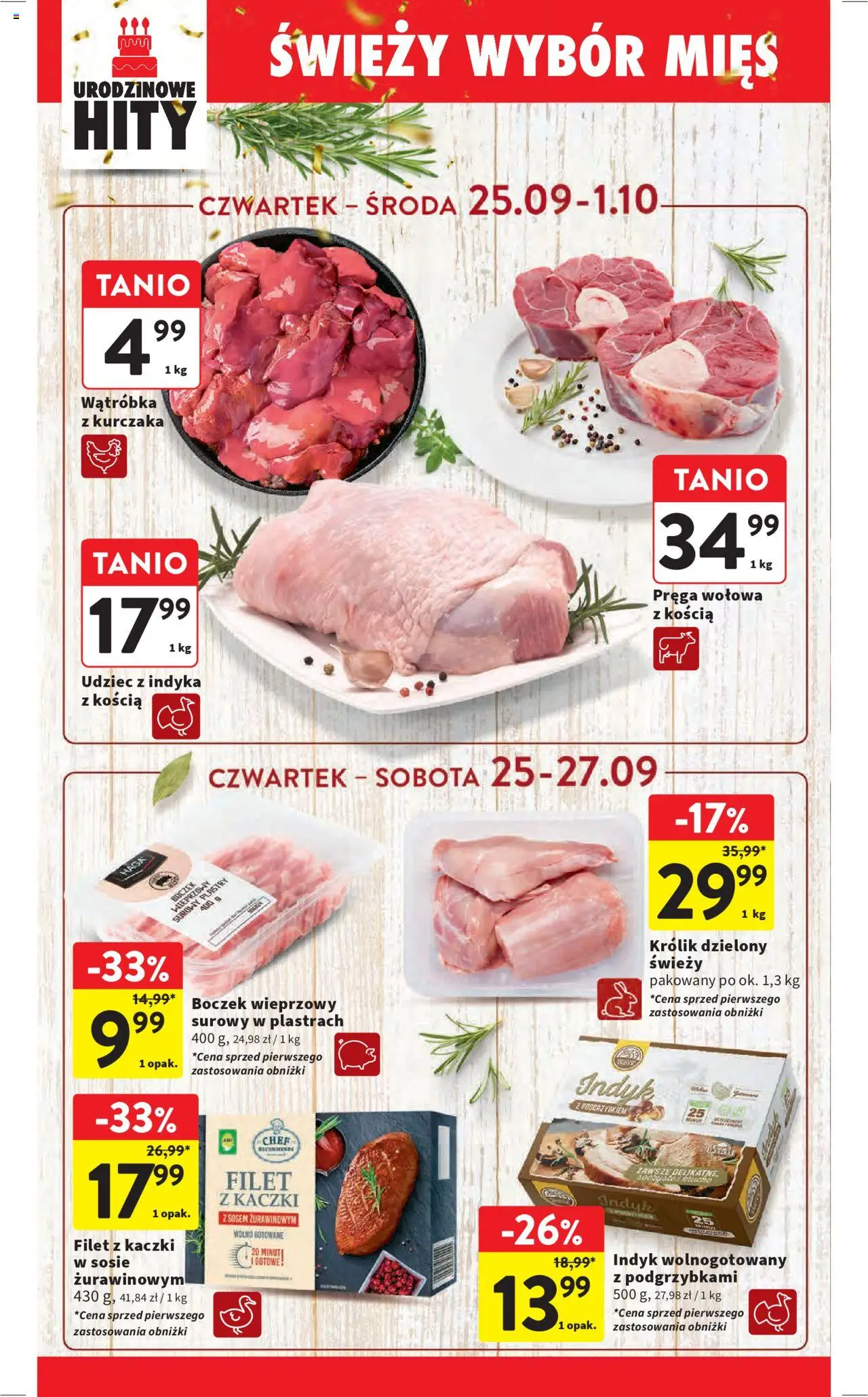 Intermarche Gazetka od 25.09.2025 | Strona: 20 | Produkty: Boczek wieprzowy, Wątróbka, Filet z kaczki, Boczek
