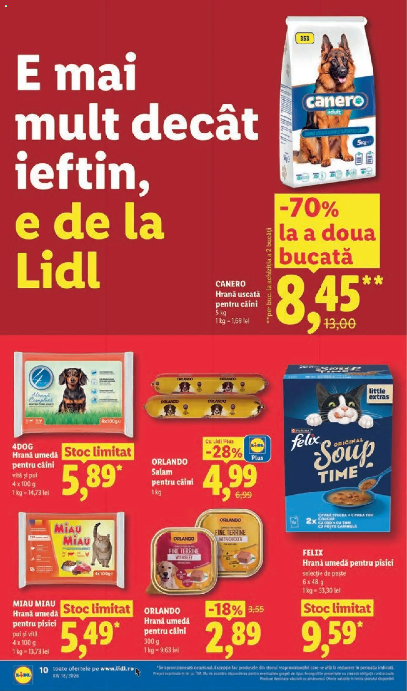 Noul catalog Lidl – valabil de la 27.04.2026 | Pagină: 10 | Produse: Hacıyatmaz Kedi Oyuncağı, Salam, Pește