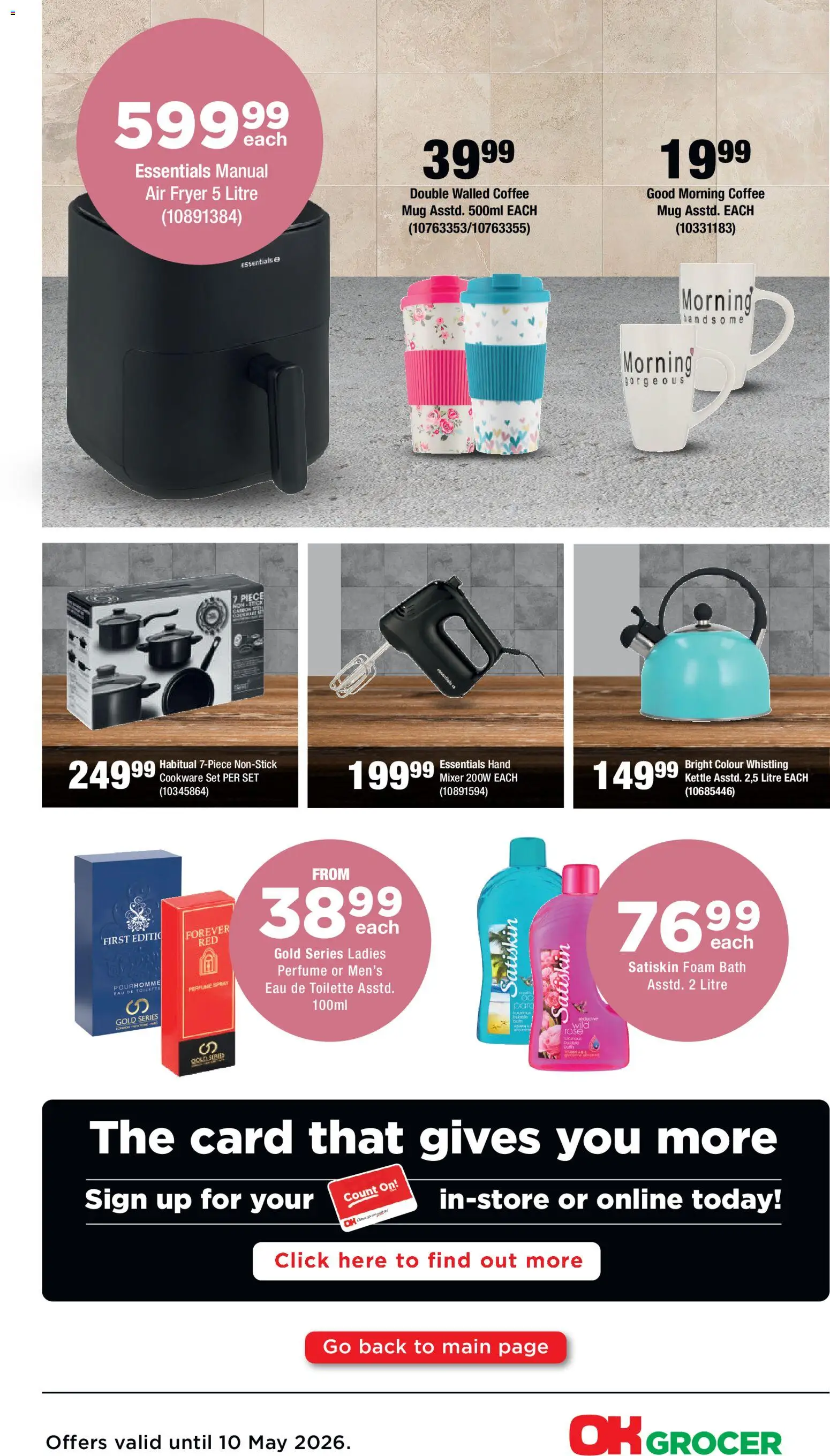 New OK Foods catalogue – valid from 27.04.2026 | Page: 3 | Products: Kettle, Bath, Perfume, Eau de toilette