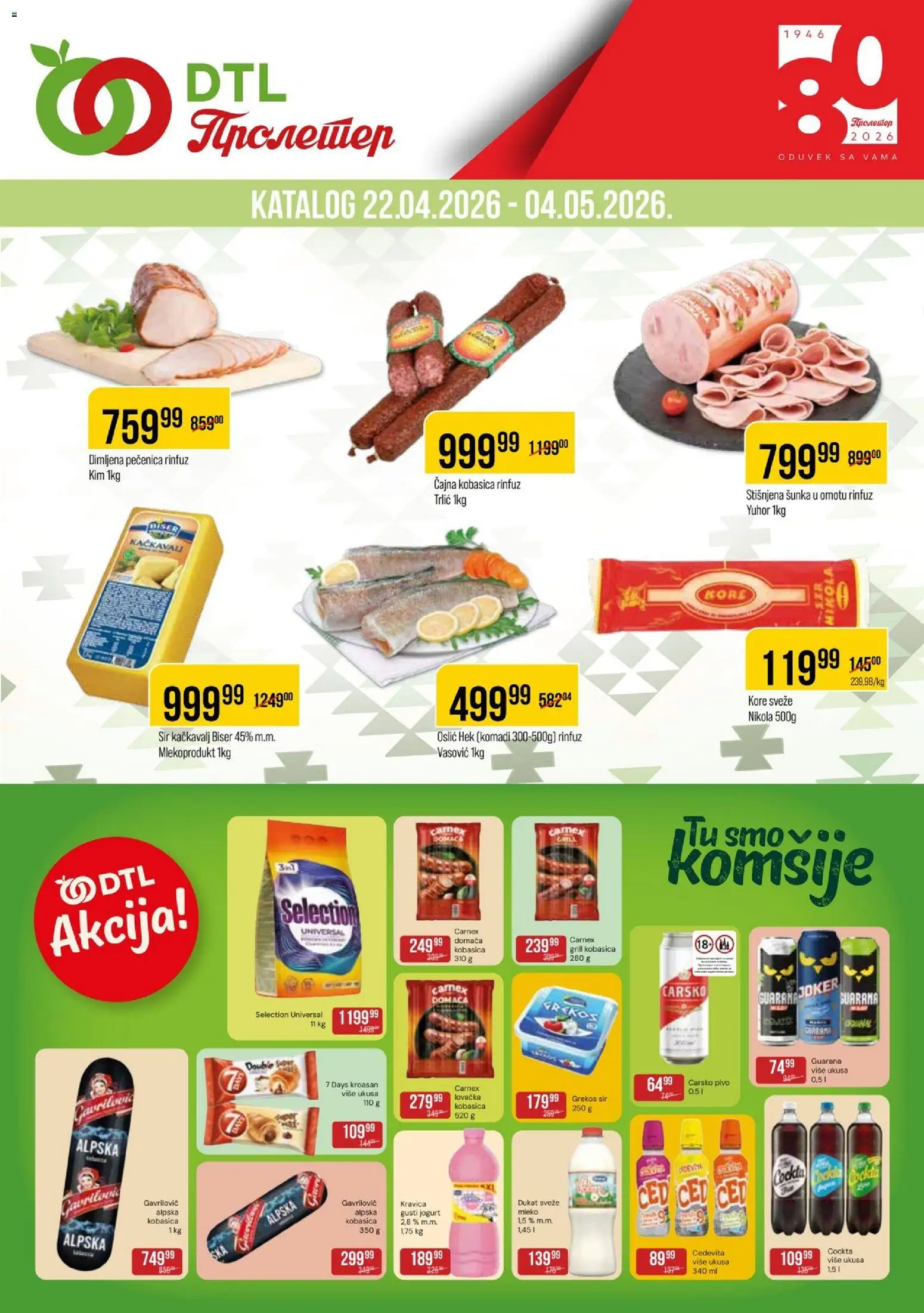 Metalac Proleter katalog - važi od 22.04.2026 | Strana: 1 | Proizvode: Kroasan, Sir, Jogurt, Pečenica