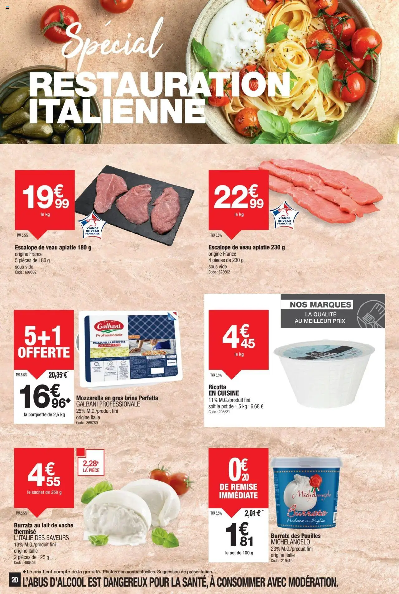  | Page: 20 | Produits: Mozzarella, Burrata, Viande, Ricotta